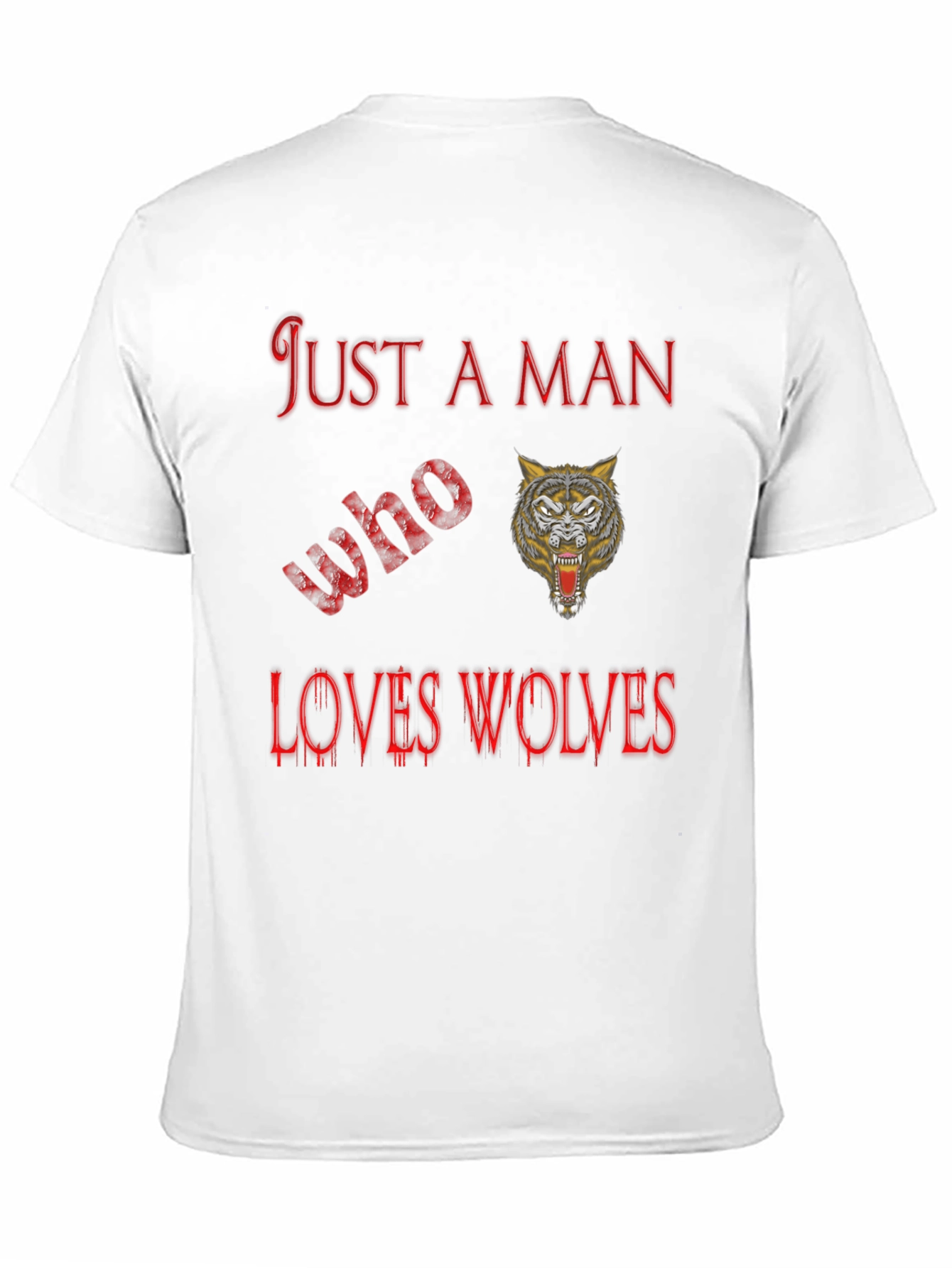 Just A Man Who Loves Wolves Black T-Shirt