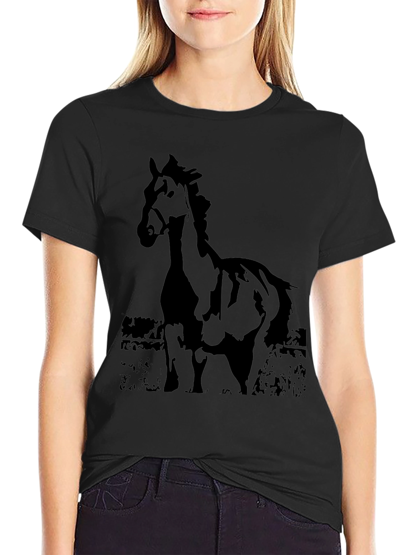 Black Horse Graphic Tee - Mens Casual Shirt
