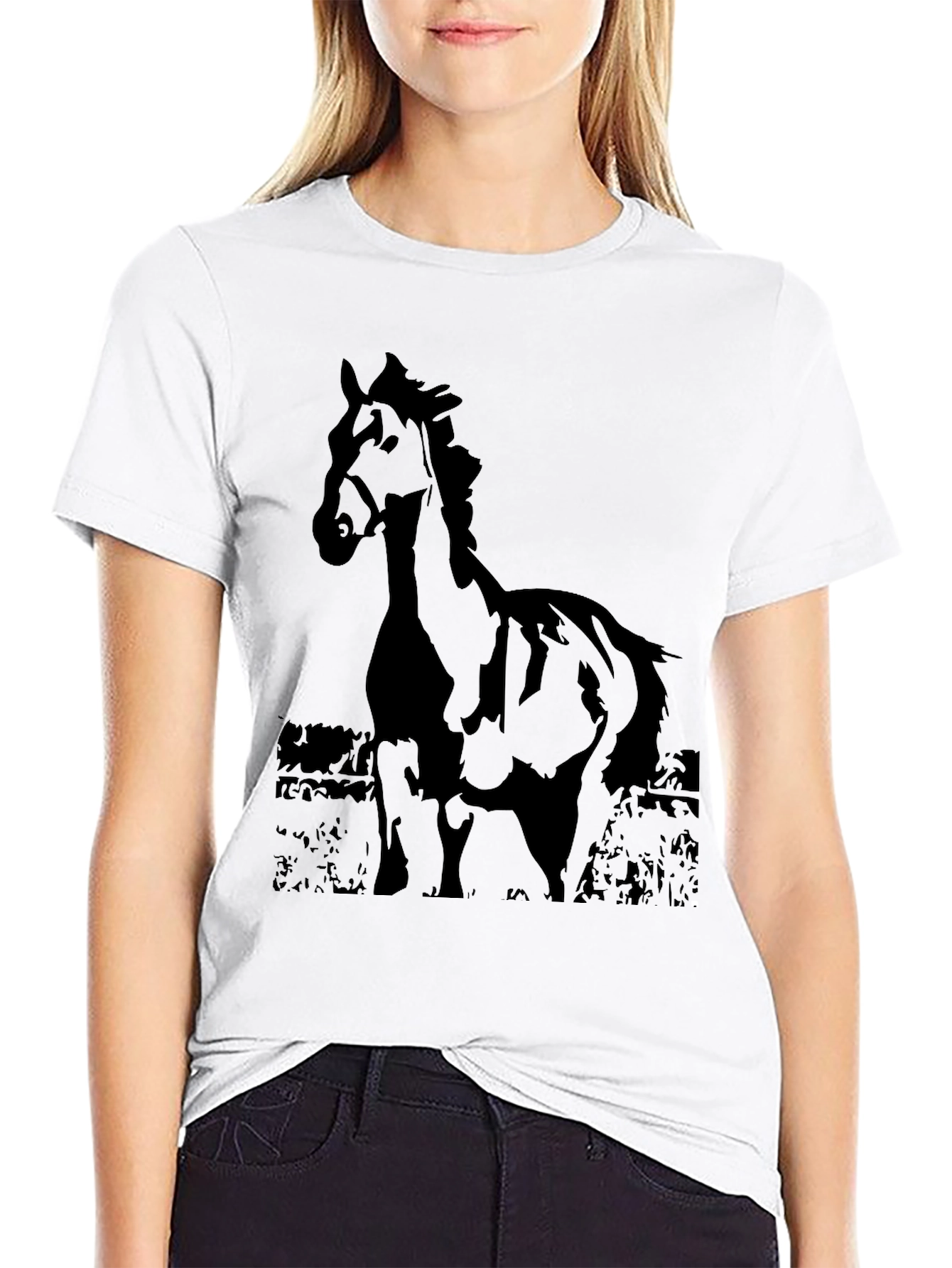 Black Horse Graphic Tee - Mens Casual Shirt