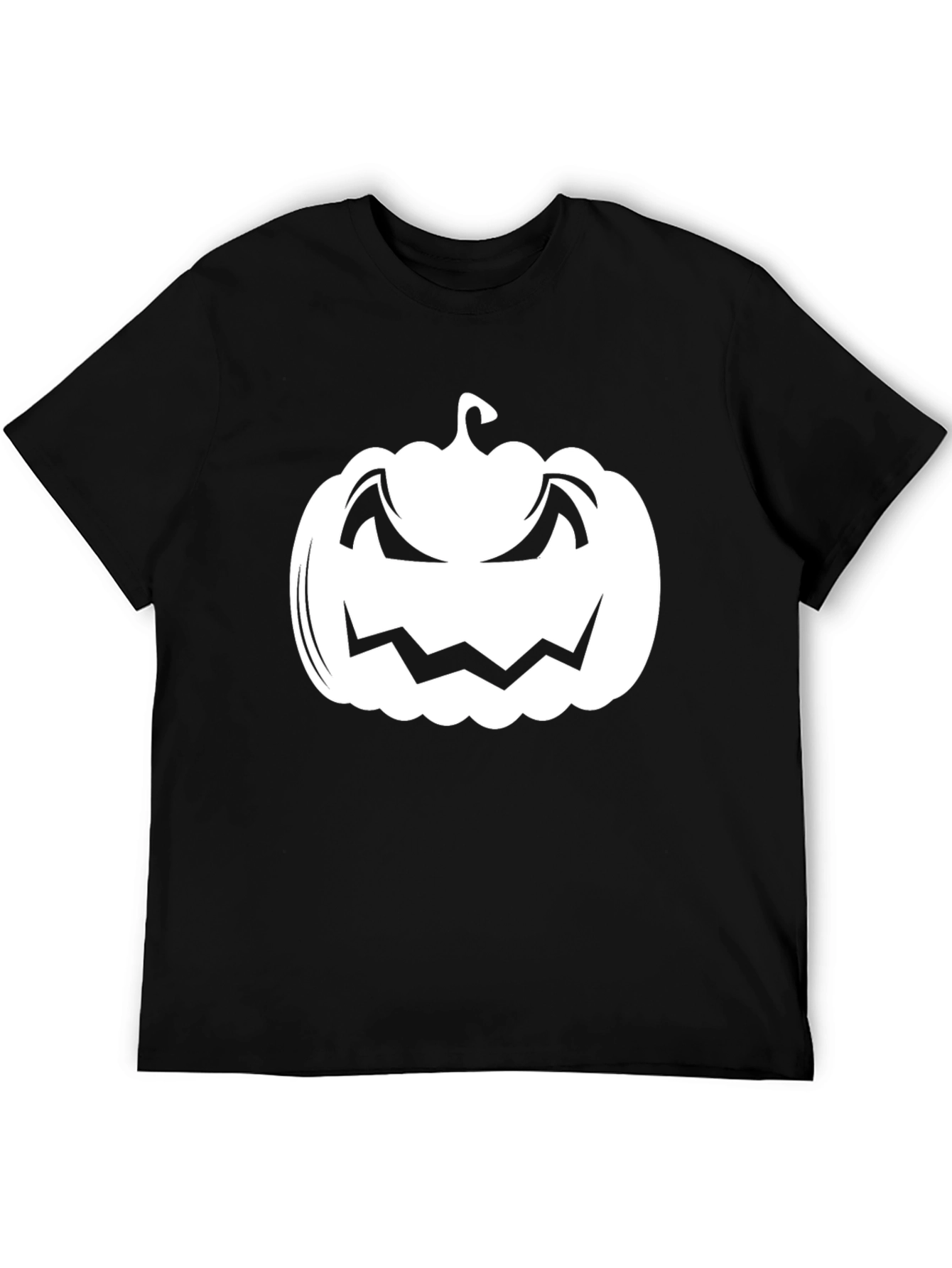 Halloween Pumpkin Graphic Tee - Black Cotton T-Shirt