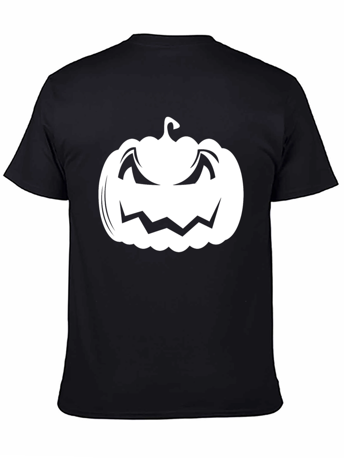 Halloween Pumpkin Graphic Tee - Black Cotton T-Shirt