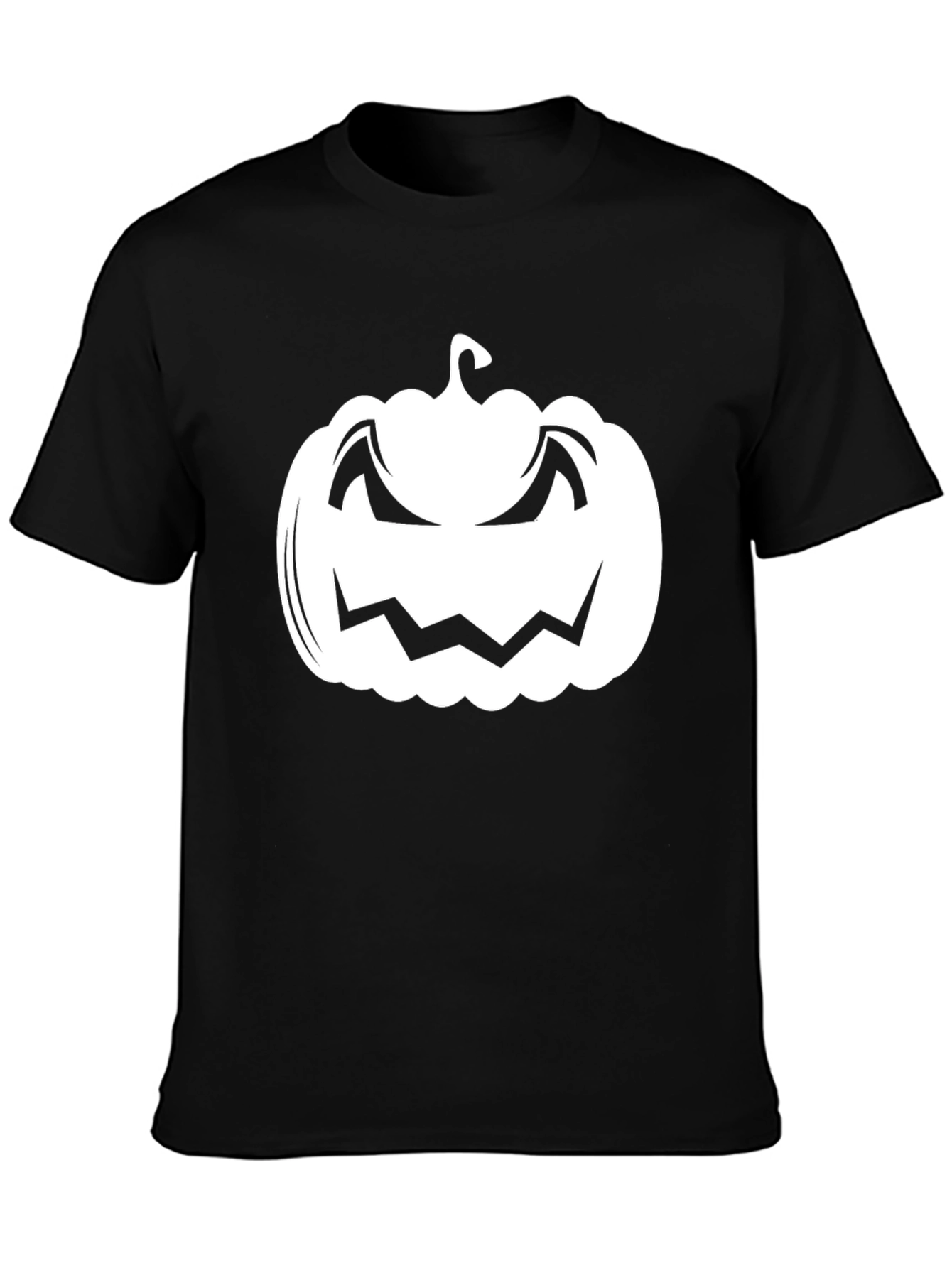 Halloween Pumpkin Graphic Tee - Black Cotton T-Shirt