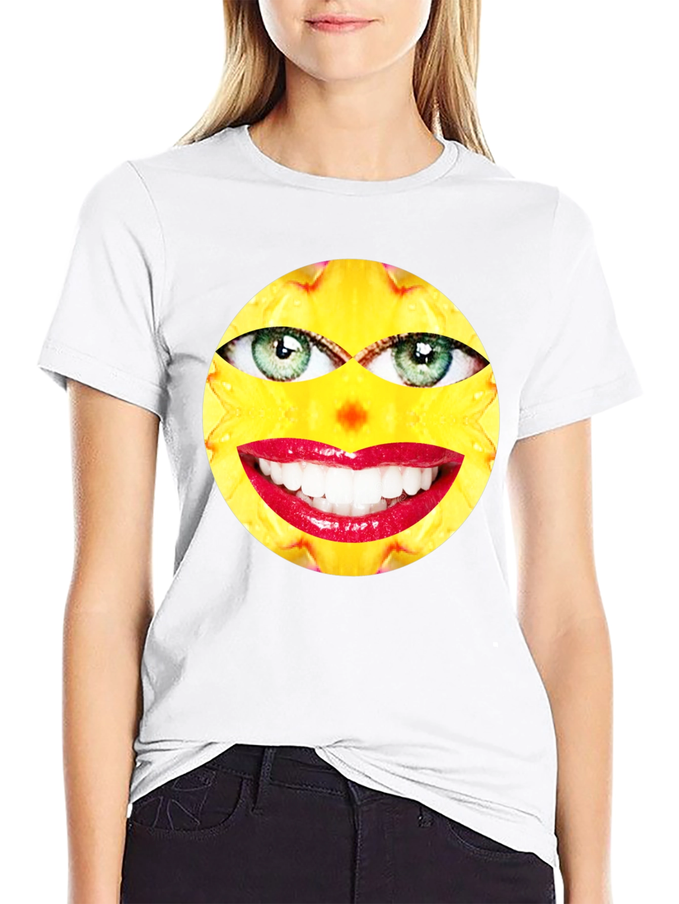 Funny Face Graphic Print Black T-Shirt
