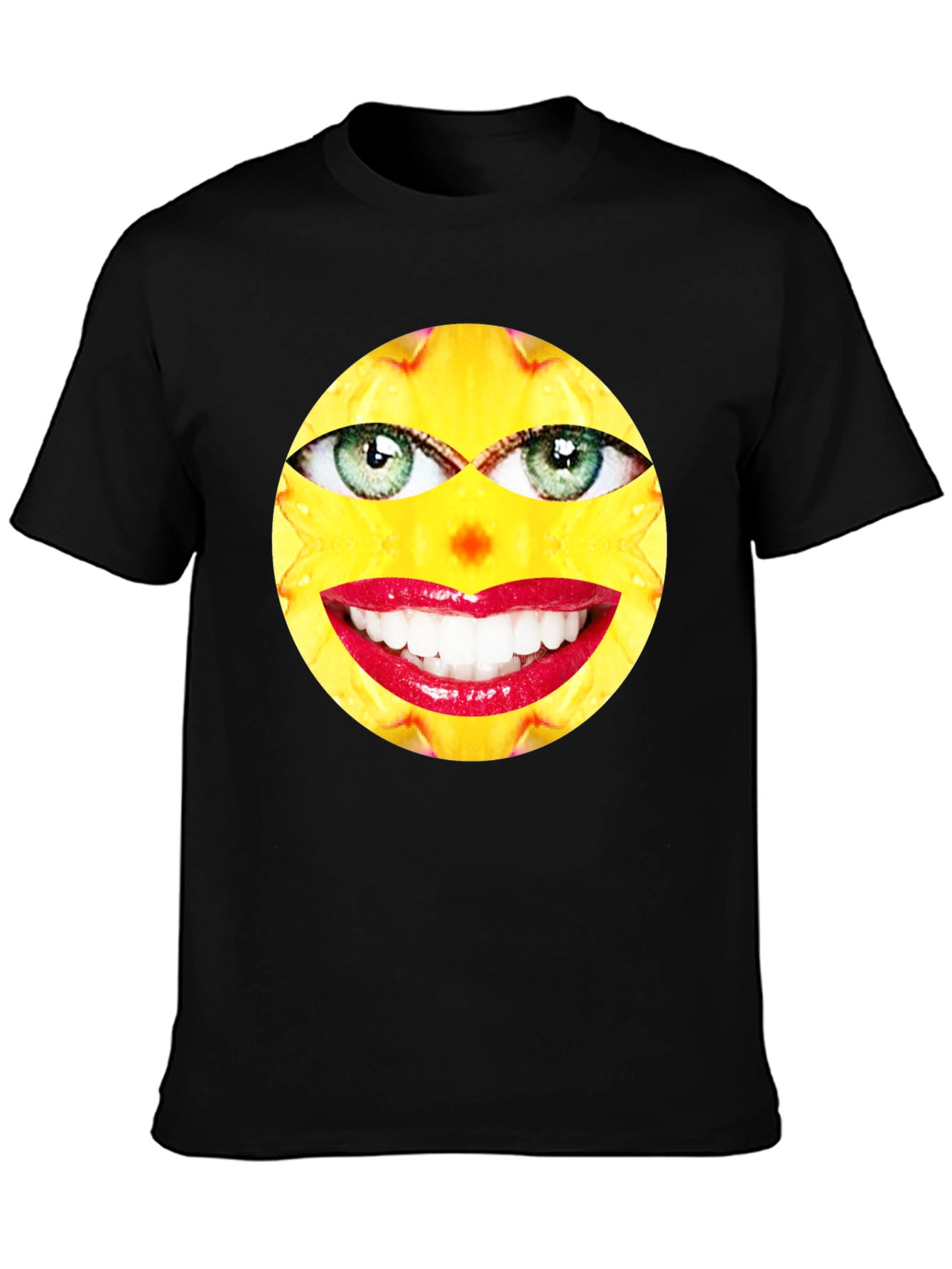 Funny Face Graphic Print Black T-Shirt