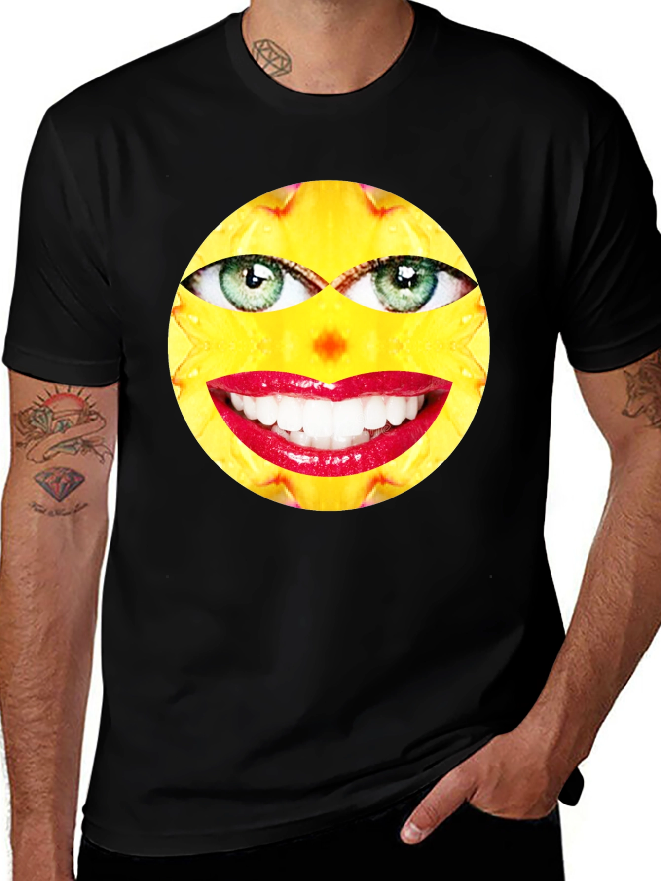 Funny Face Graphic Print Black T-Shirt