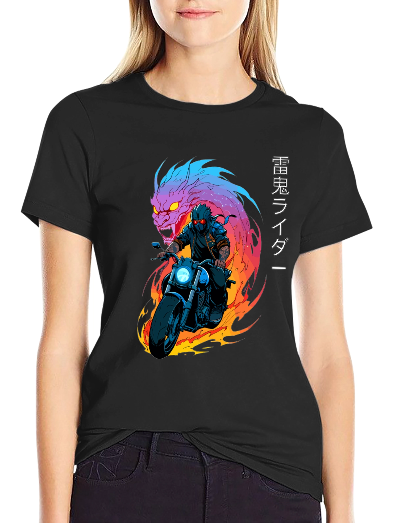 Dragon Rider Graphic Tee - Black Cotton