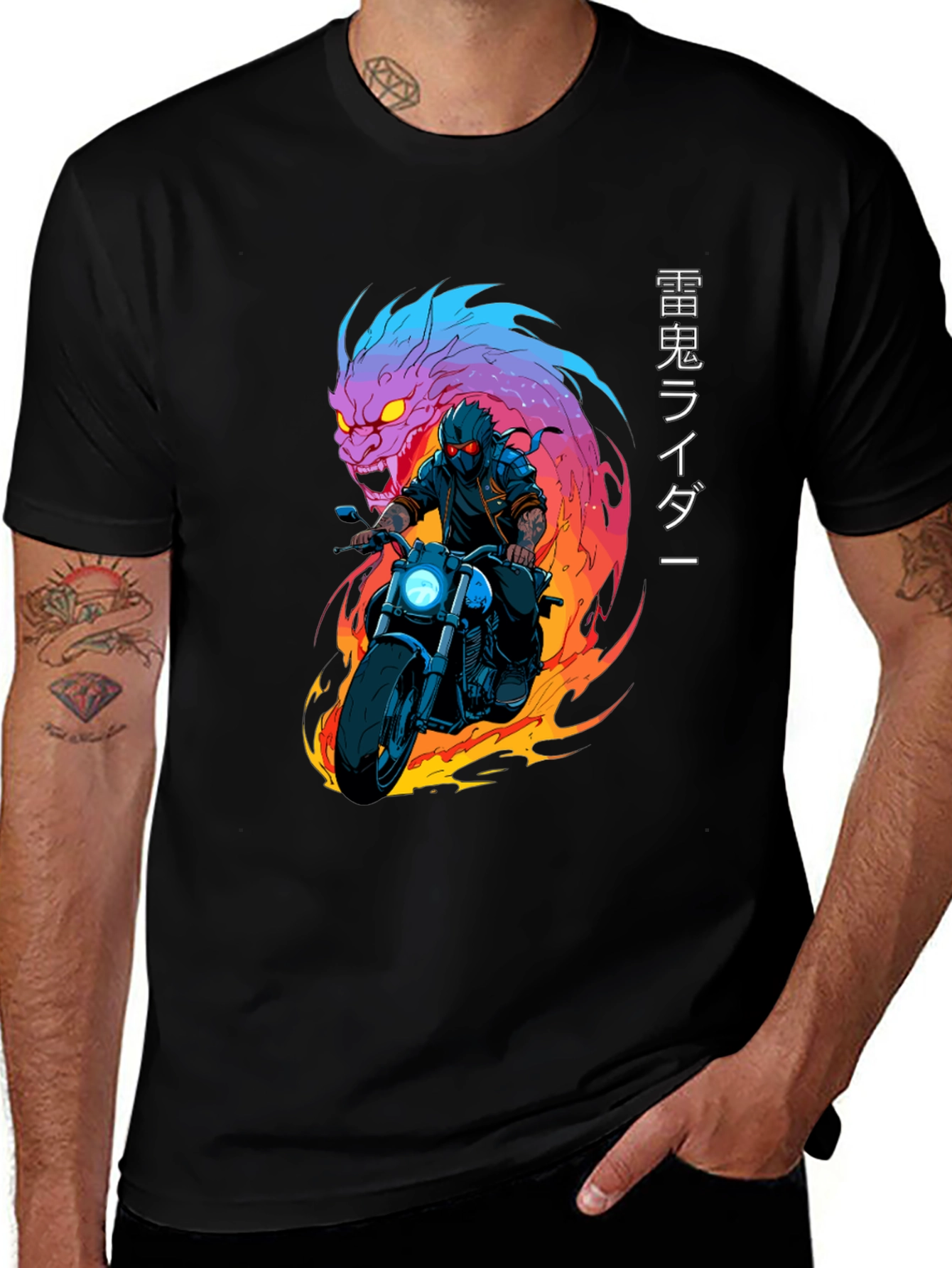Dragon Rider Graphic Tee - Black Cotton