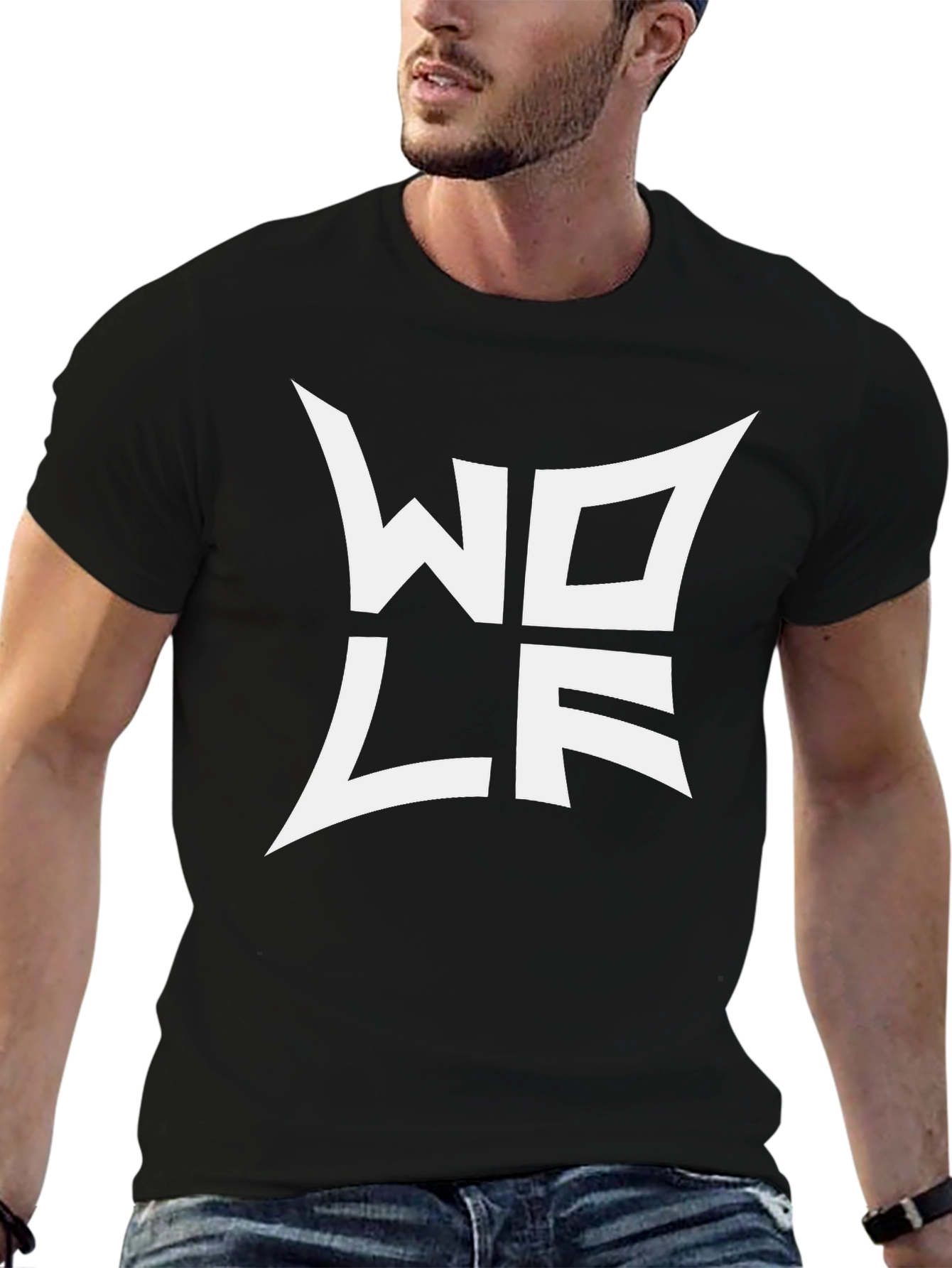 Black Wolf Logo Tee - Modern Graphic T-Shirt