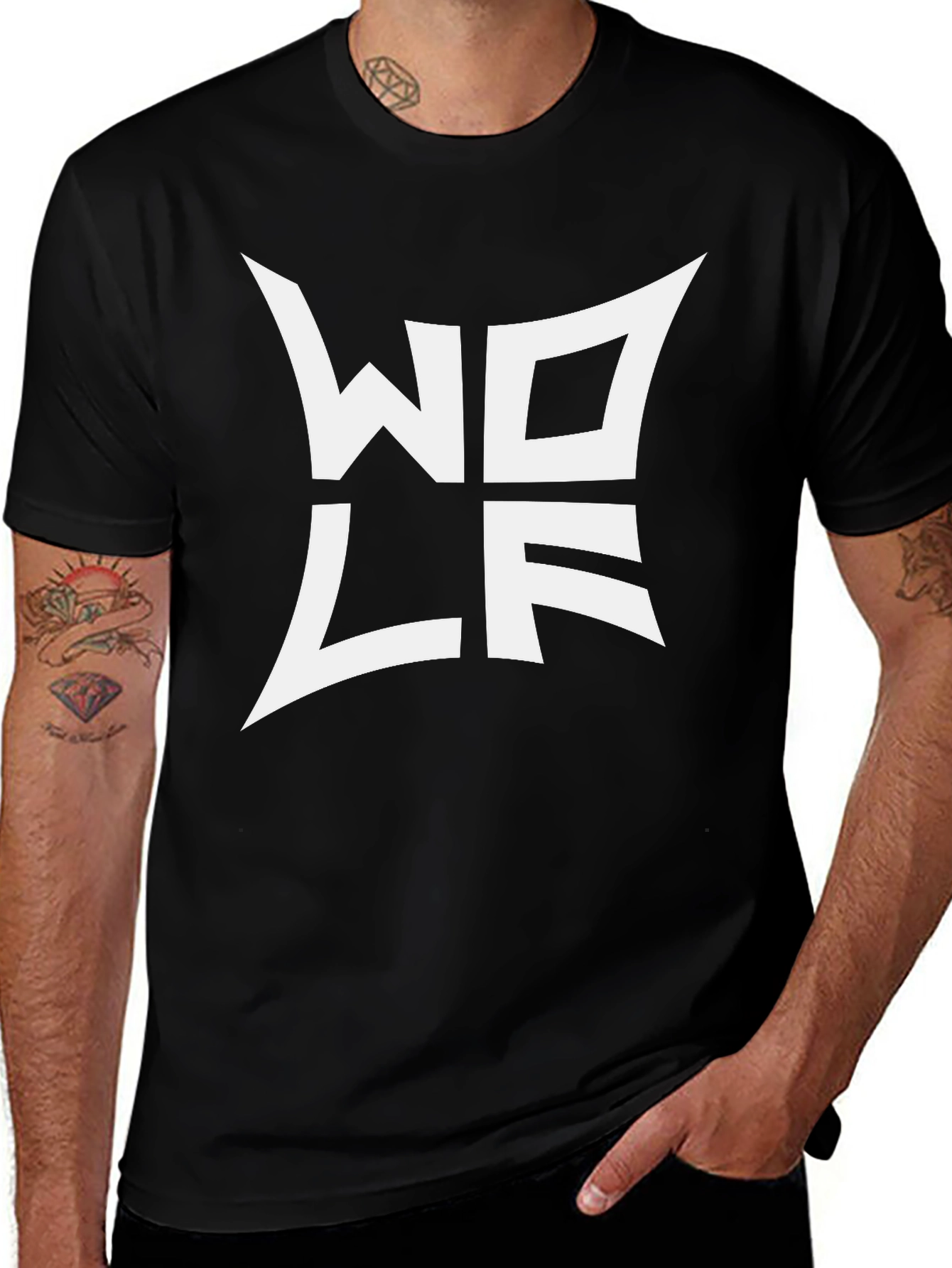 Black Wolf Logo Tee - Modern Graphic T-Shirt