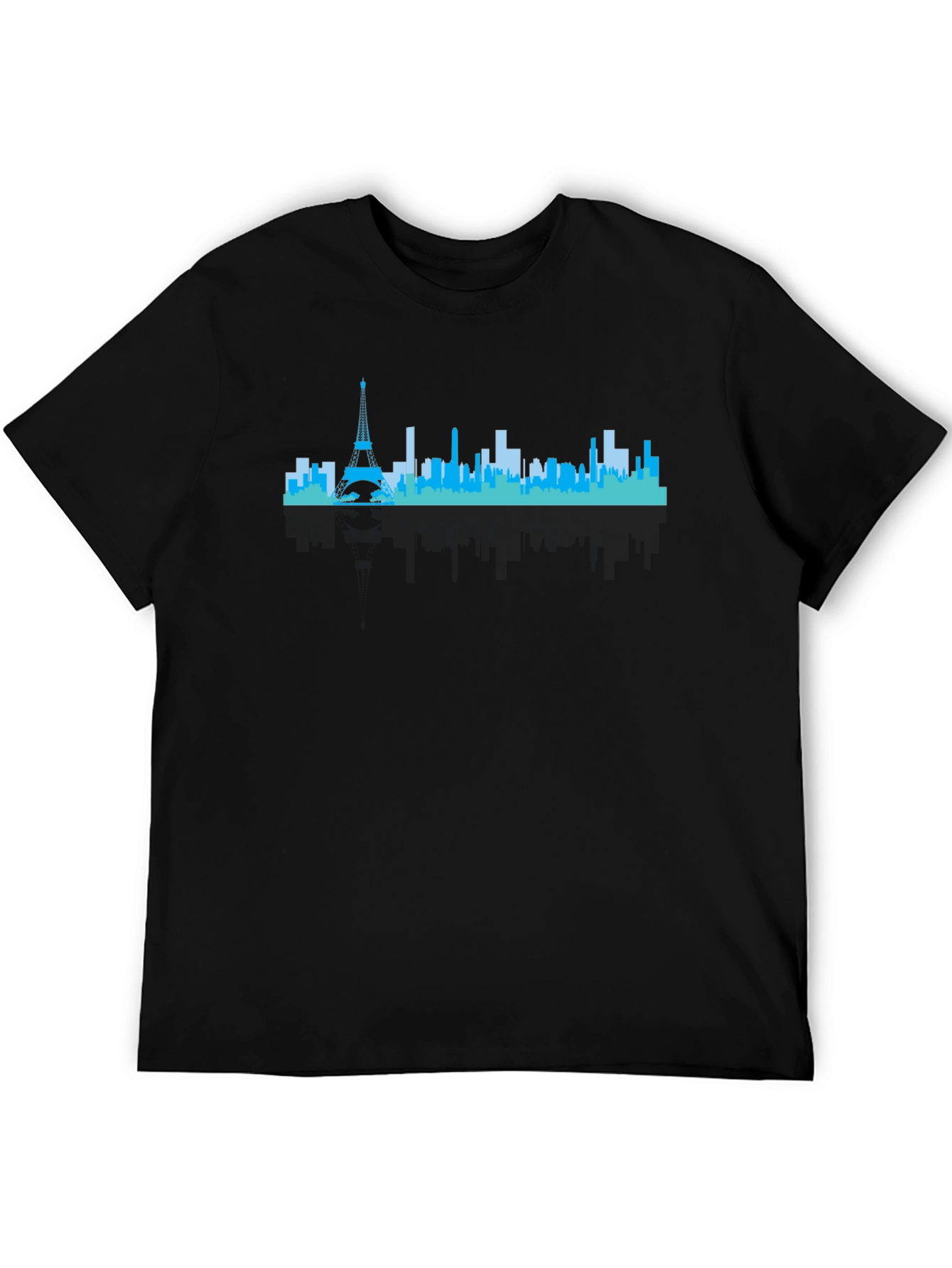 Paris Skyline Graphic Tee - Black Crew Neck Shirt