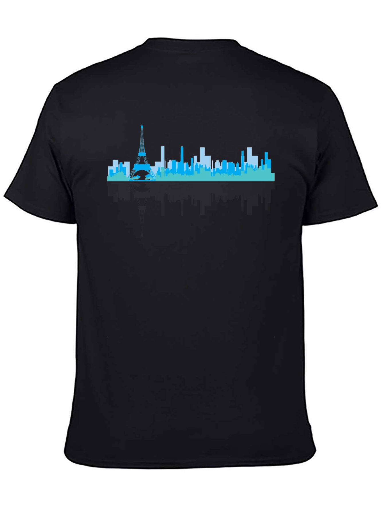 Paris Skyline Graphic Tee - Black Crew Neck Shirt