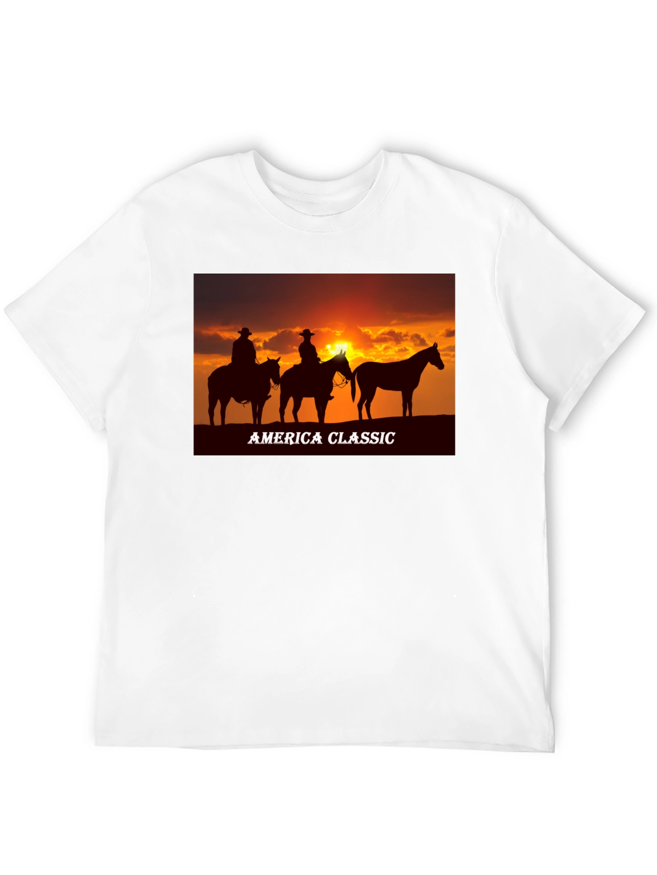 America Classic Cowboy Sunset Graphic T-Shirt