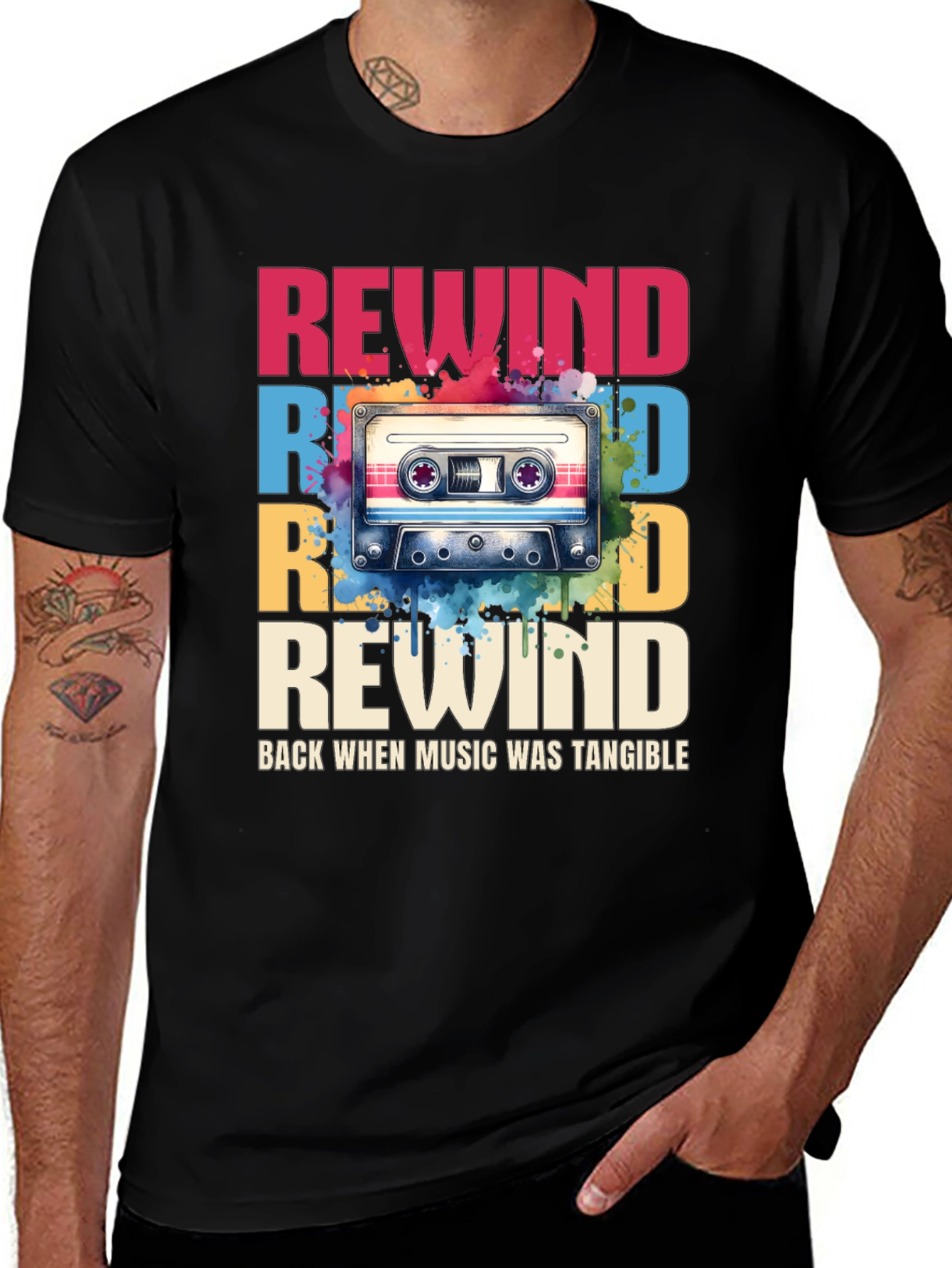 Retro Rewind Cassette Tape Graphic Tee