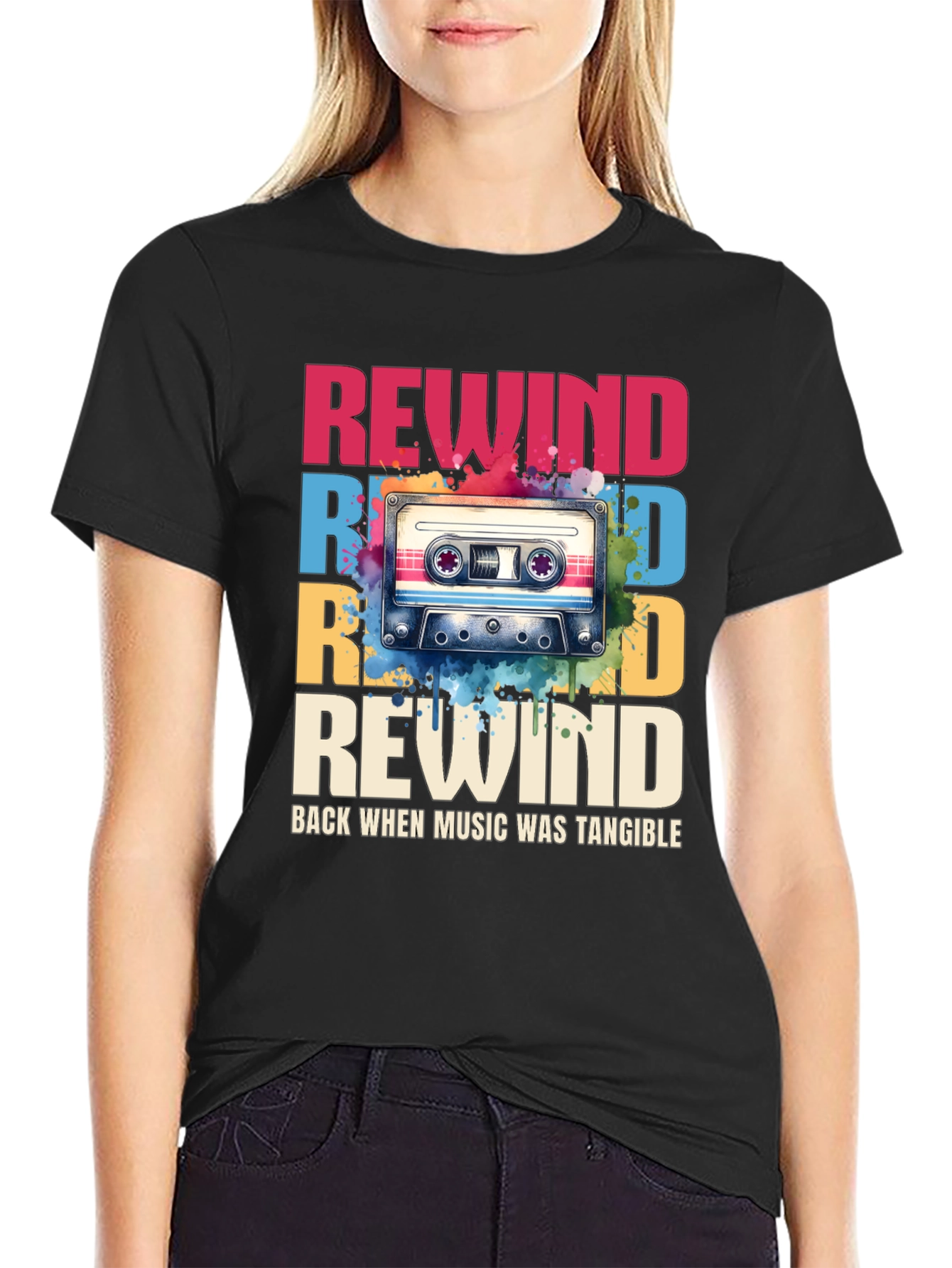 Retro Rewind Cassette Tape Graphic Tee