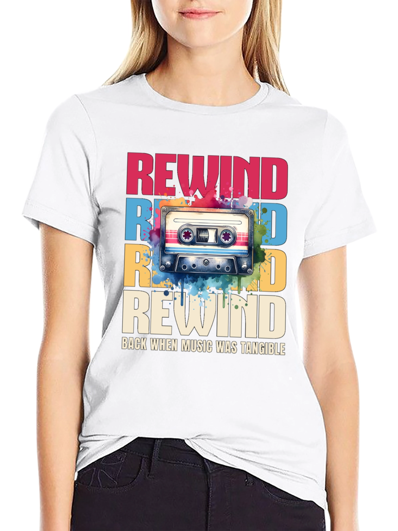 Retro Rewind Cassette Tape Graphic Tee