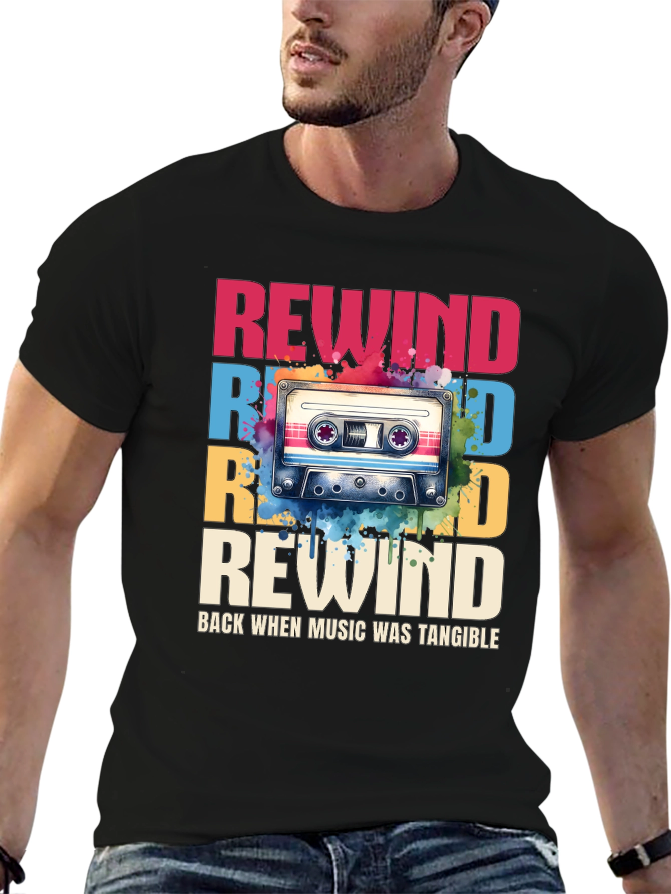 Retro Rewind Cassette Tape Graphic Tee