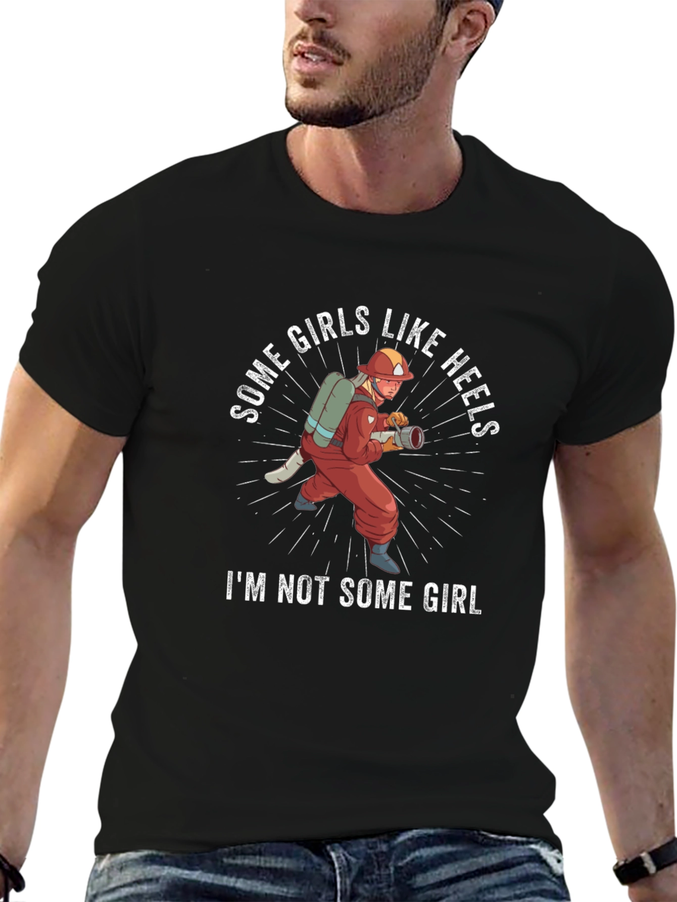 Some Girls Like Heels Firefighter T-Shirt