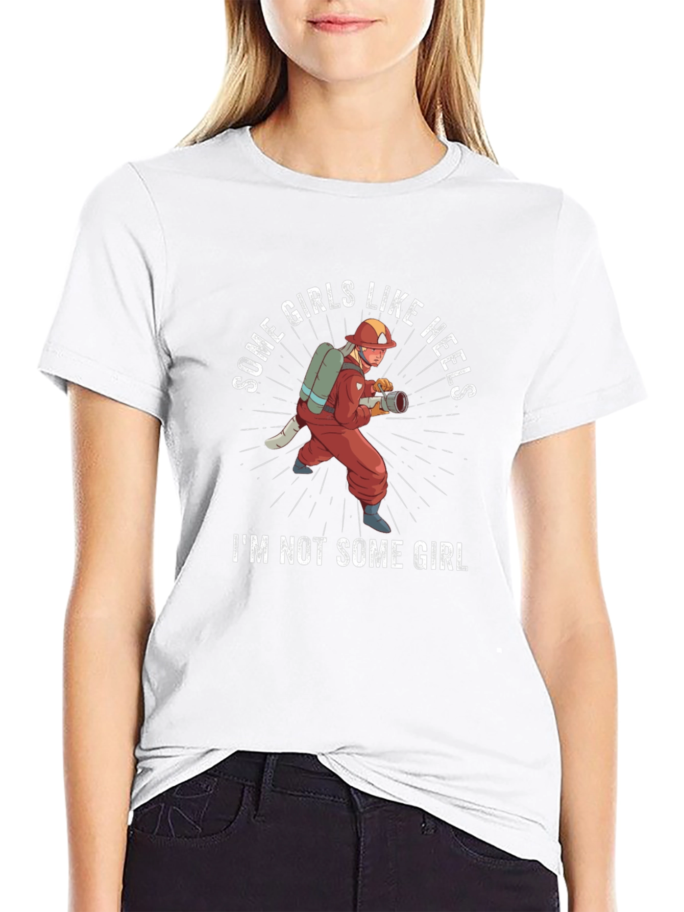 Some Girls Like Heels Firefighter T-Shirt