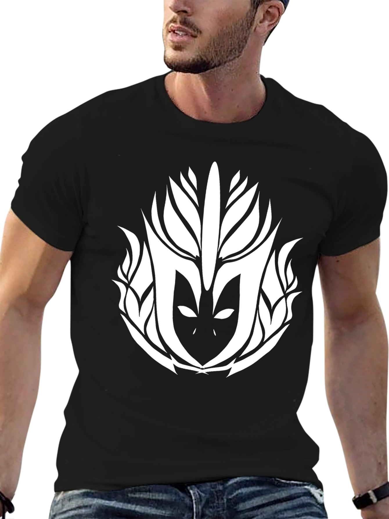 Geometric Graphic Print Black T-Shirt