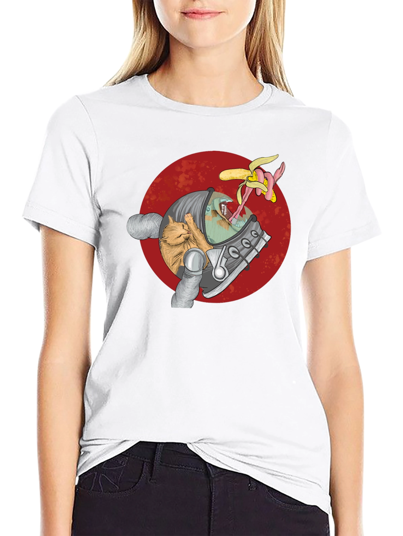 Astronaut Cat & Alien Banana T-Shirt