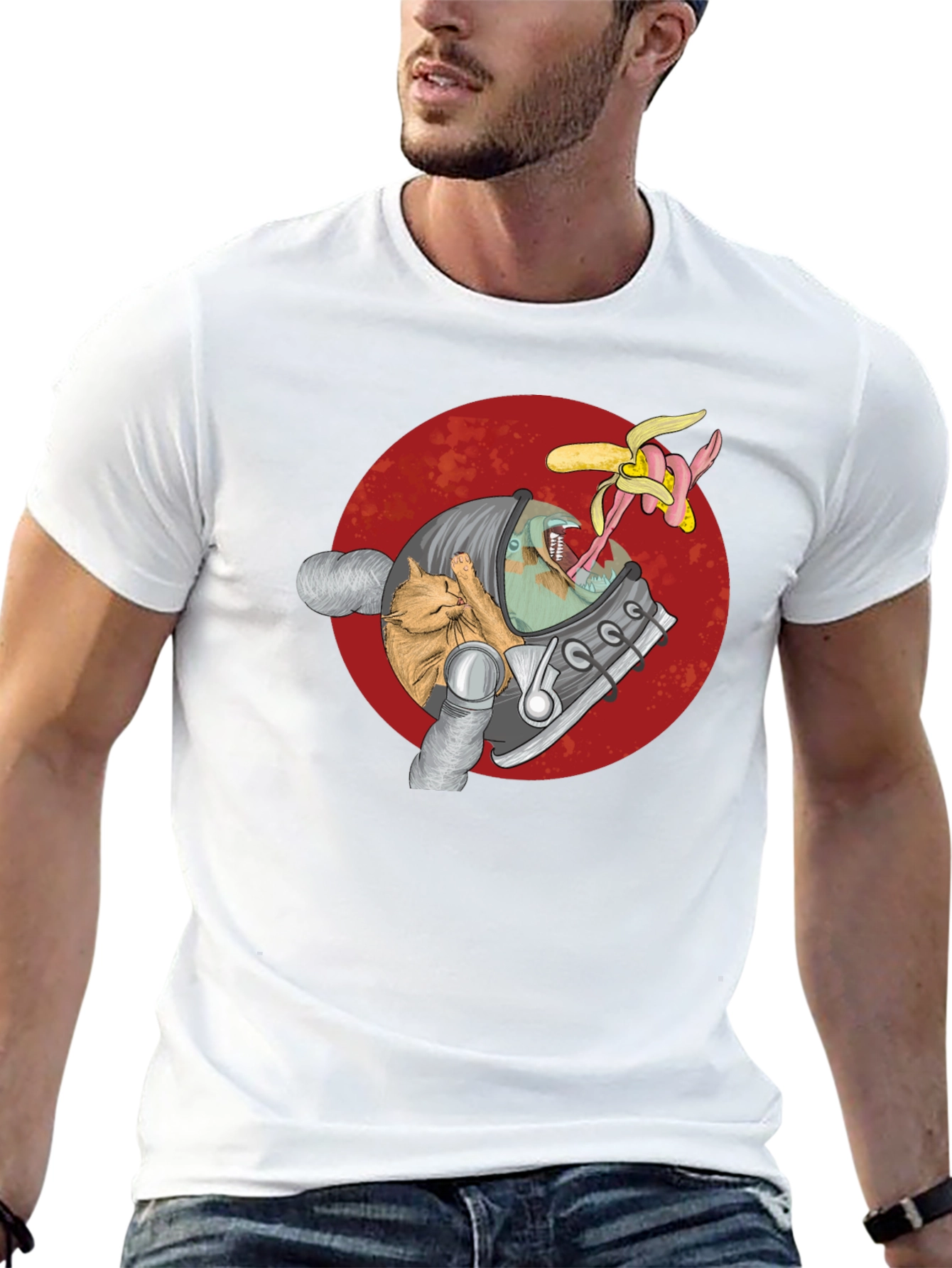 Astronaut Cat & Alien Banana T-Shirt