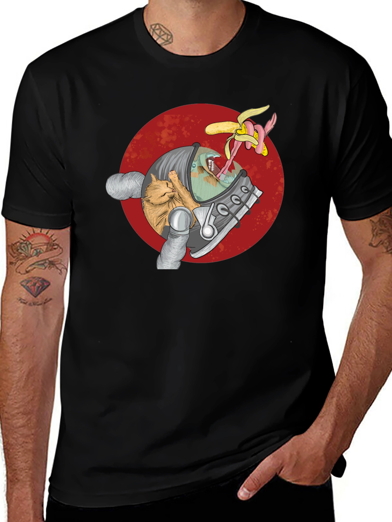 Astronaut Cat & Alien Banana T-Shirt