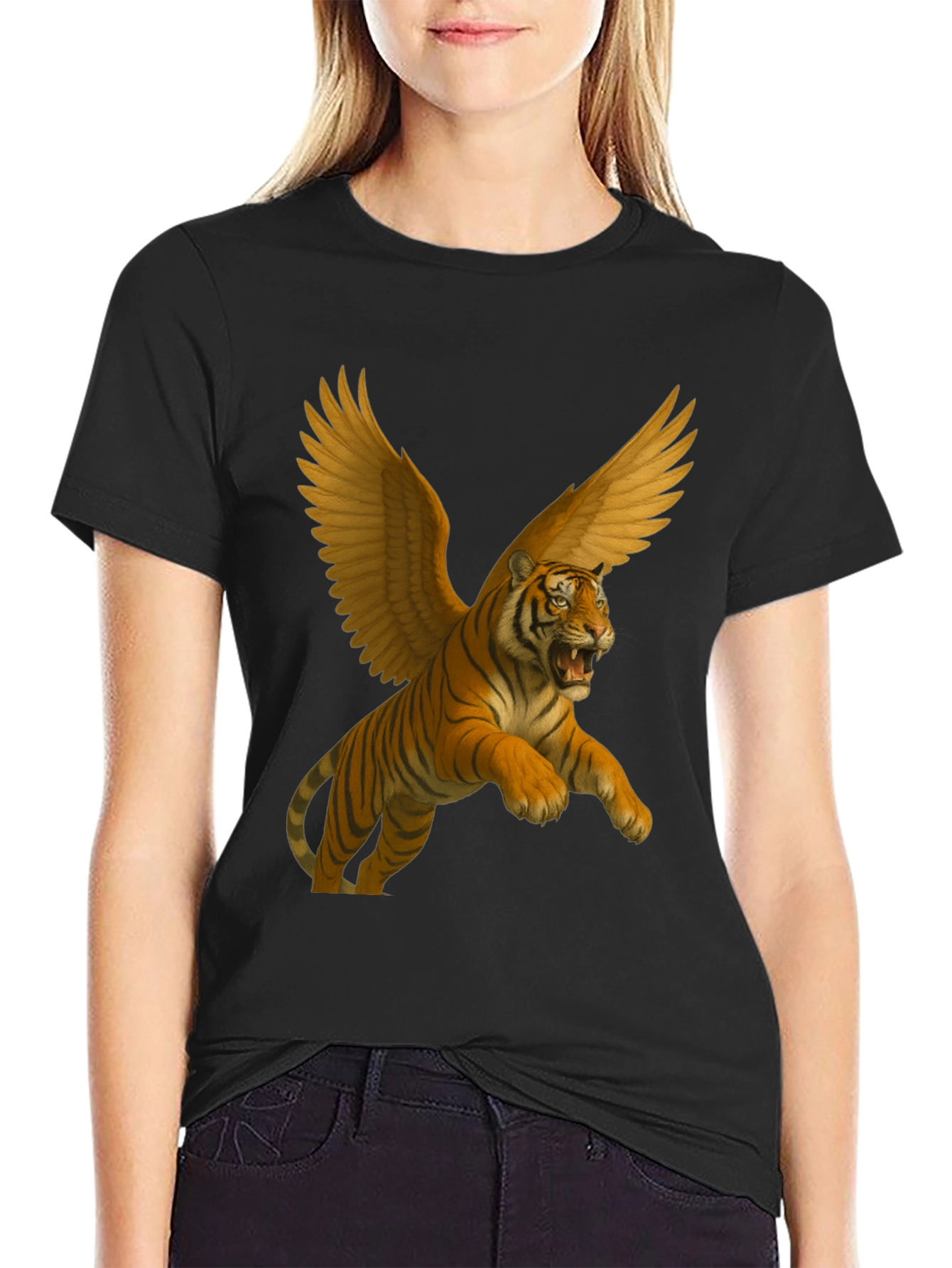 Winged Tiger Graphic Tee - Black