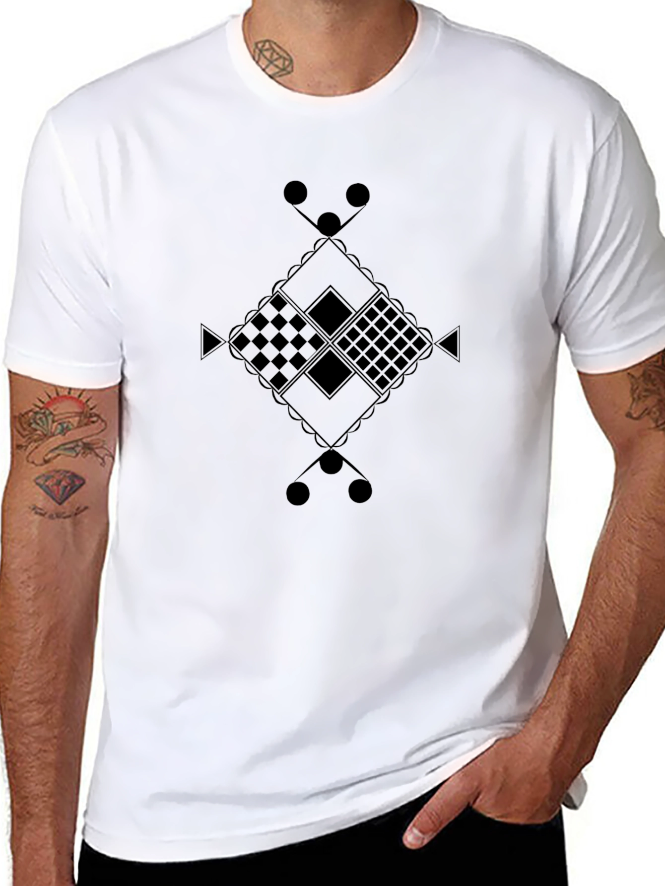 Abstract Geometric Design Black T-Shirt