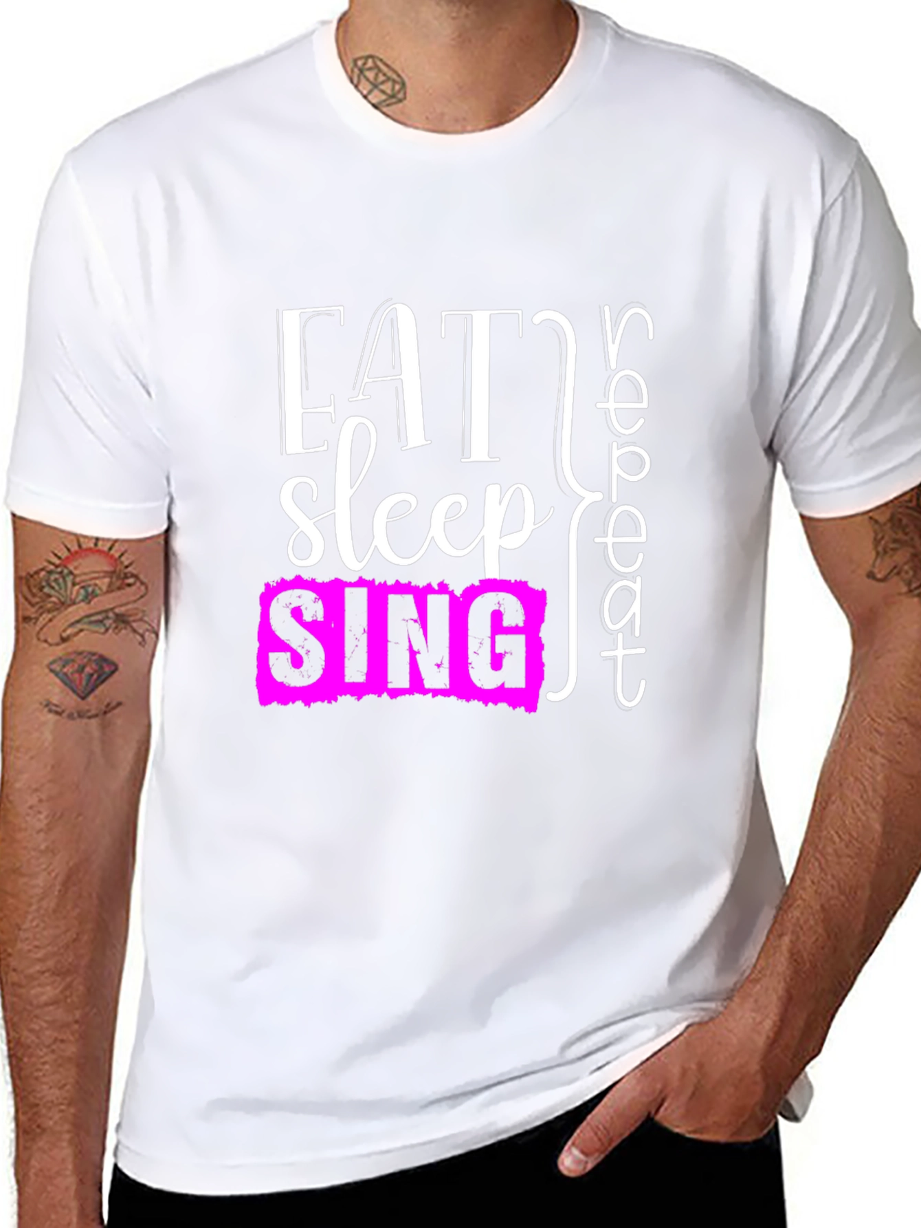 Eat Sleep Sing Repeat Black T-Shirt