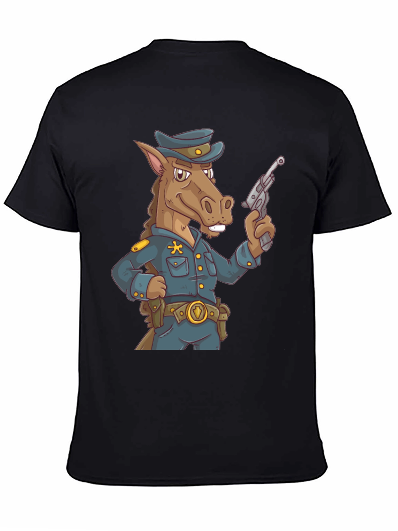 Novelty Horse Cop T-Shirt - Cartoon Police Animal
