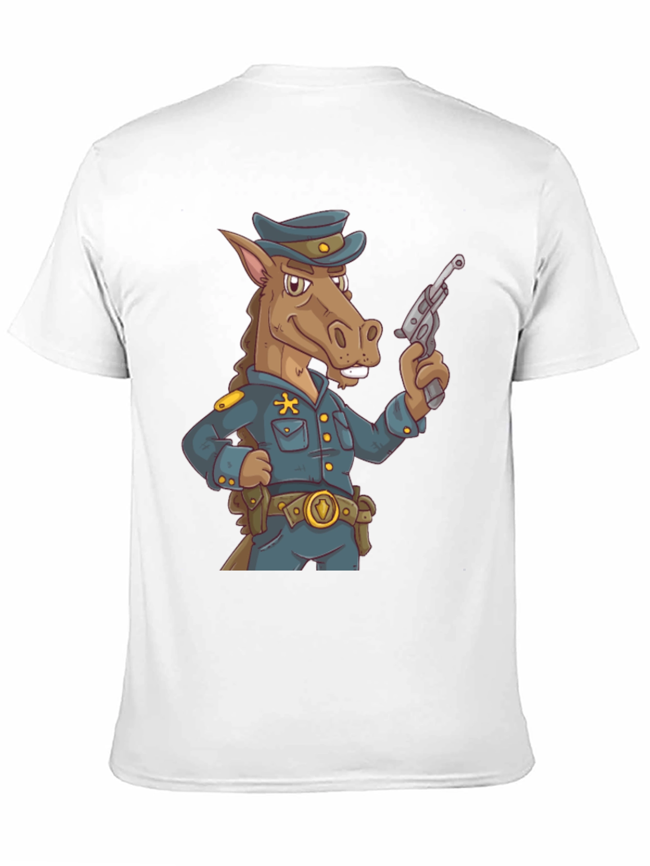 Novelty Horse Cop T-Shirt - Cartoon Police Animal