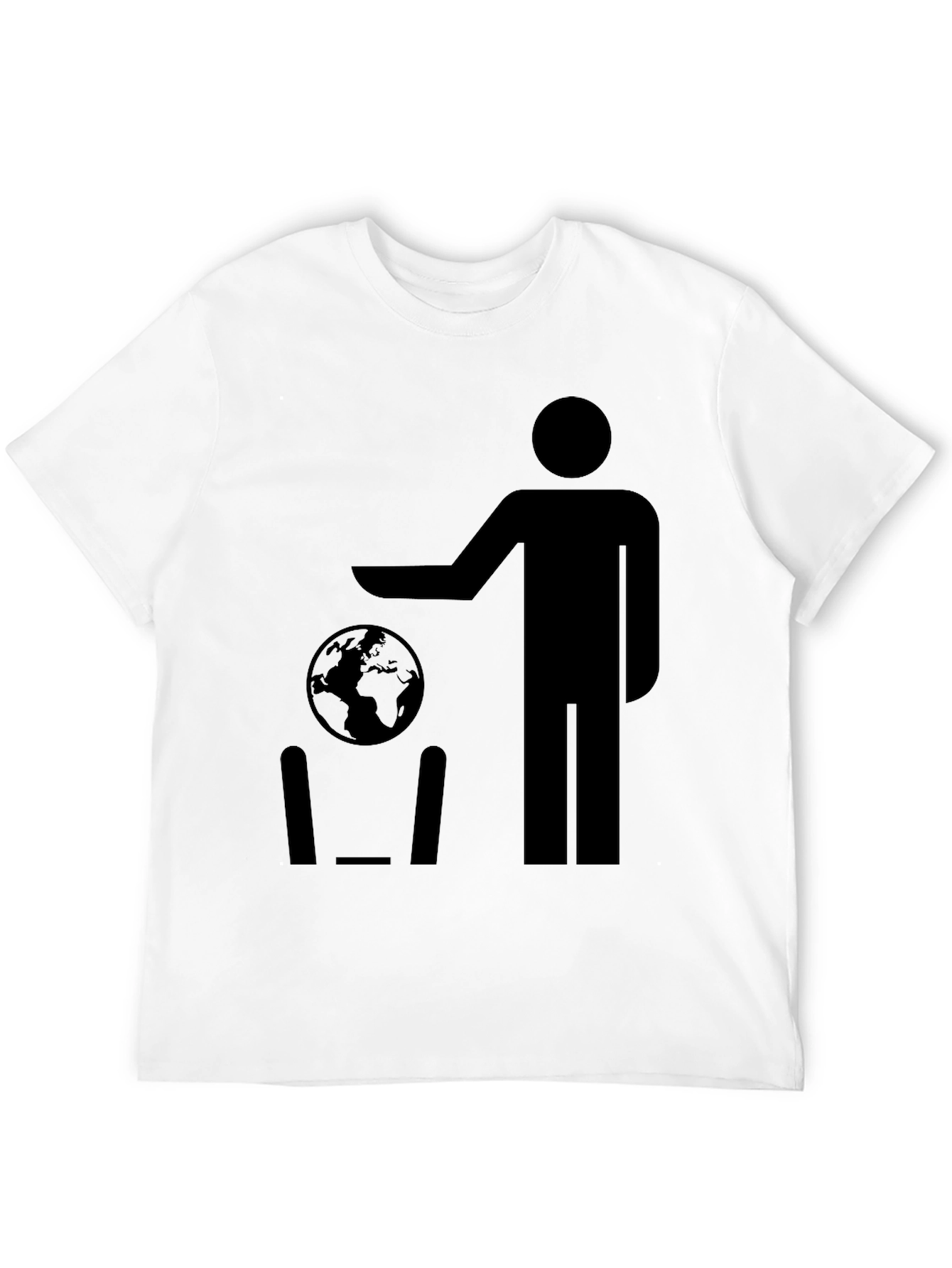 Earth Day T-Shirt - Man Throwing Globe in Trash