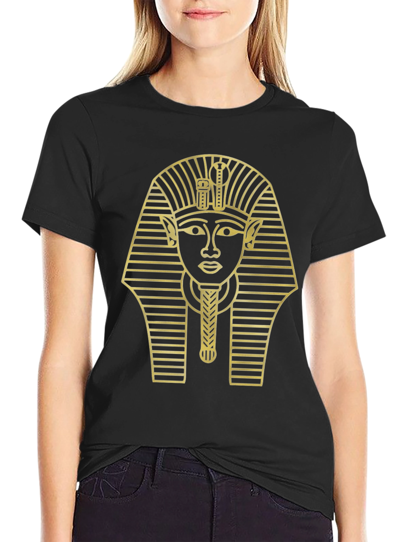 Egyptian Pharaoh Graphic Tee - Black Cotton T-Shirt