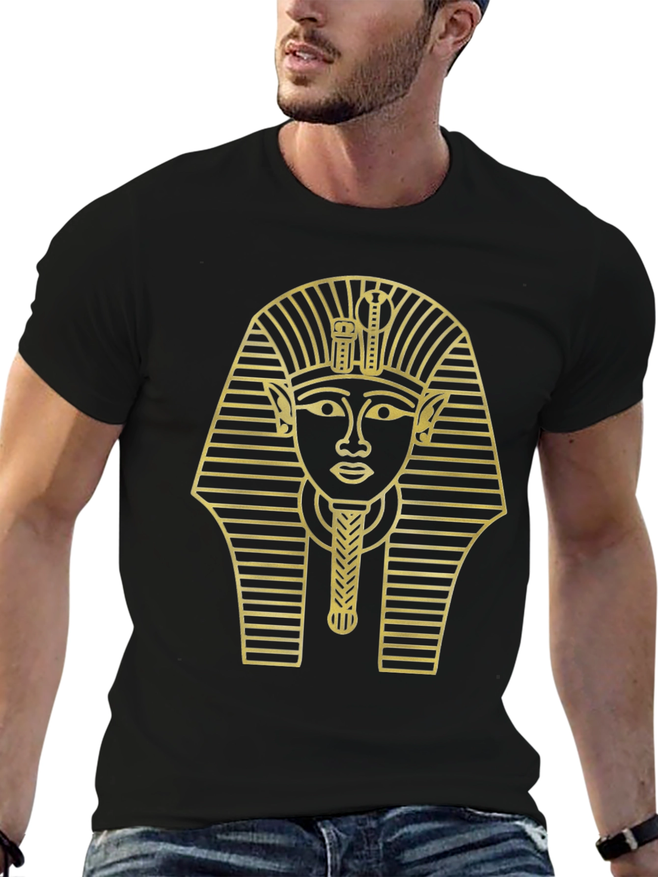 Egyptian Pharaoh Graphic Tee - Black Cotton T-Shirt
