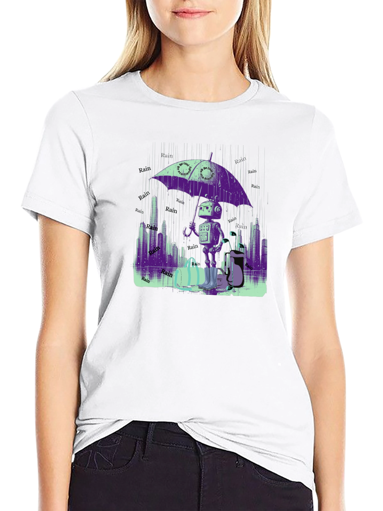 Robot in the Rain T-Shirt - Sci-Fi Chic