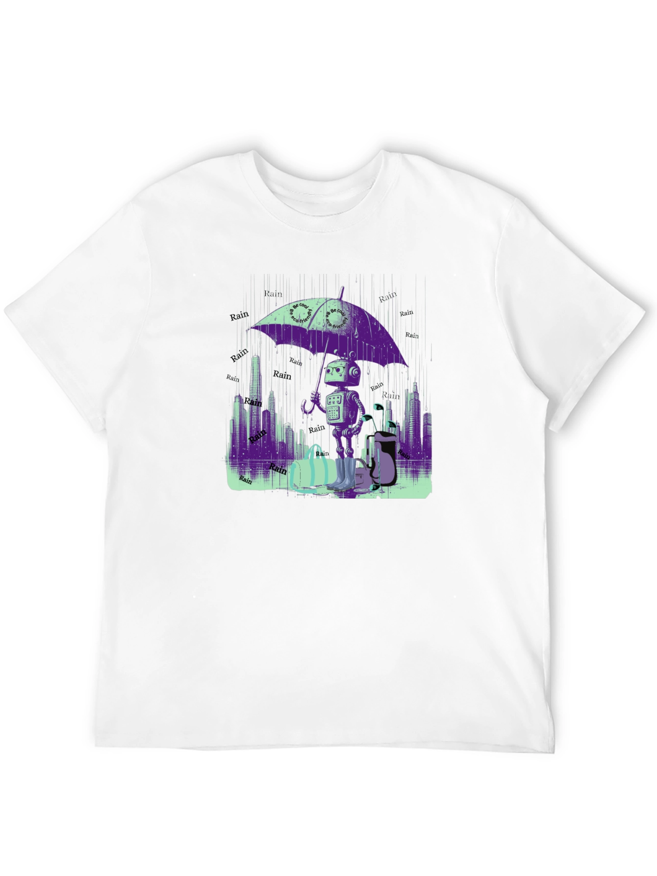 Robot in the Rain T-Shirt - Sci-Fi Chic