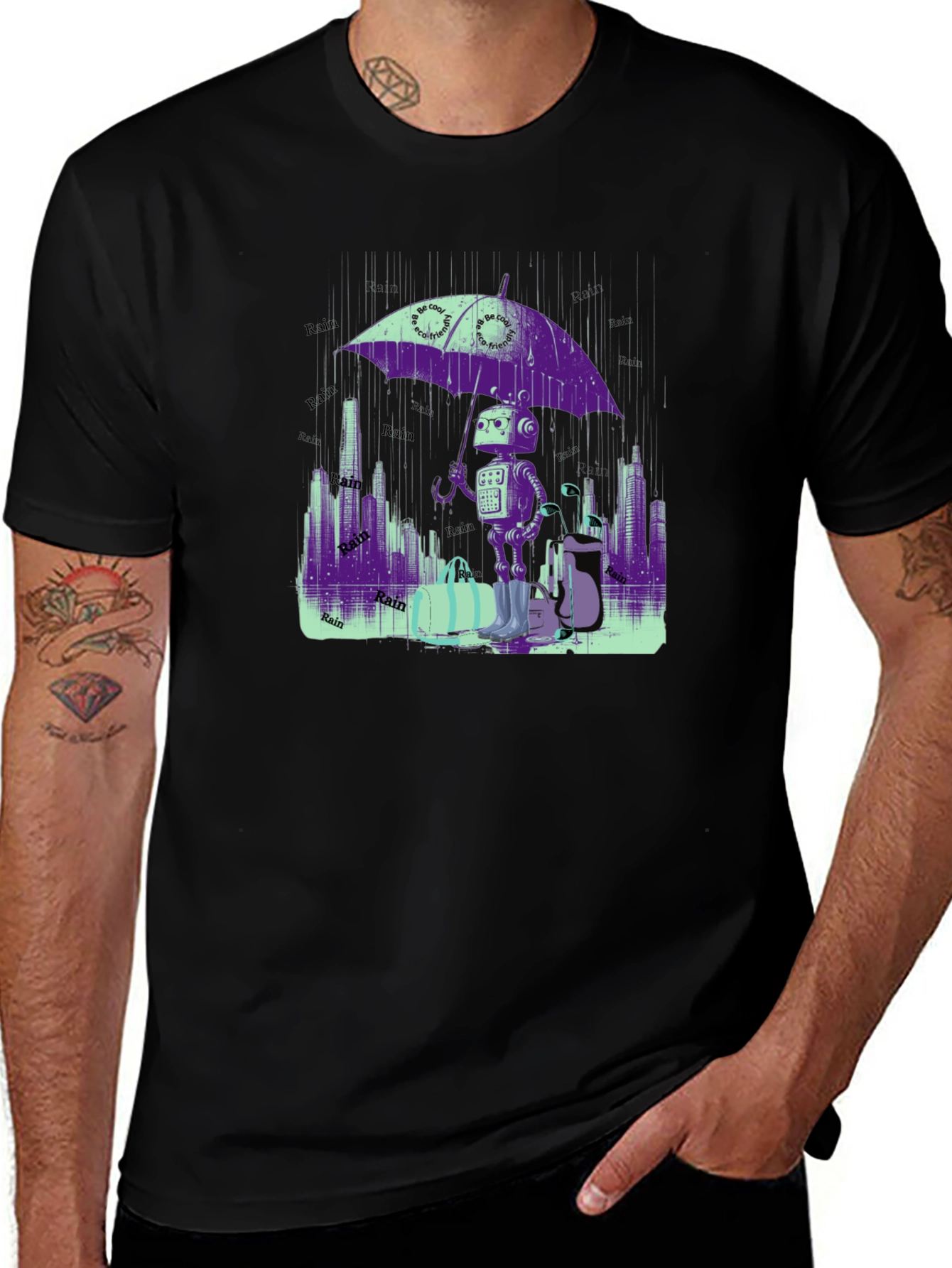 Robot in the Rain T-Shirt - Sci-Fi Chic