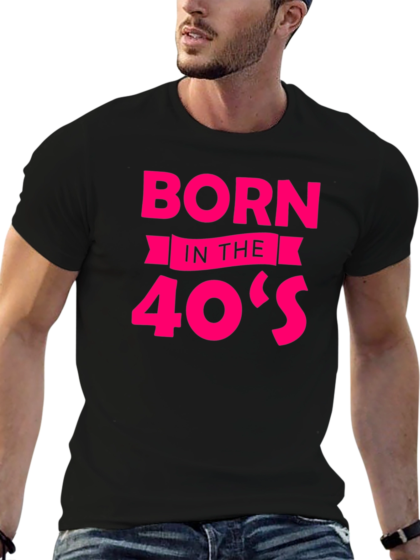 Born in the 40s Black Graphic Tee