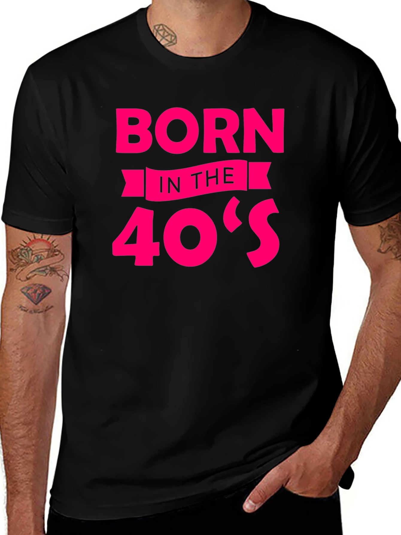 Born in the 40s Black Graphic Tee