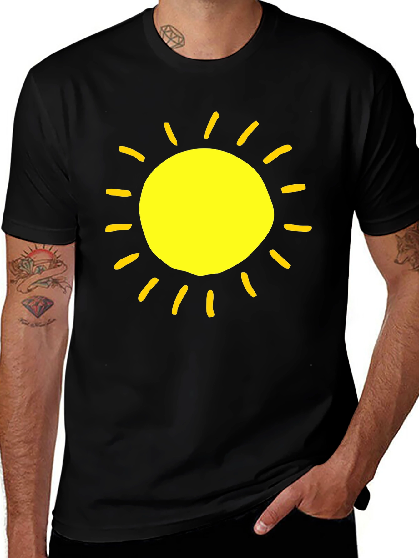 Bright Sun Graphic T-Shirt - Casual Black Tee