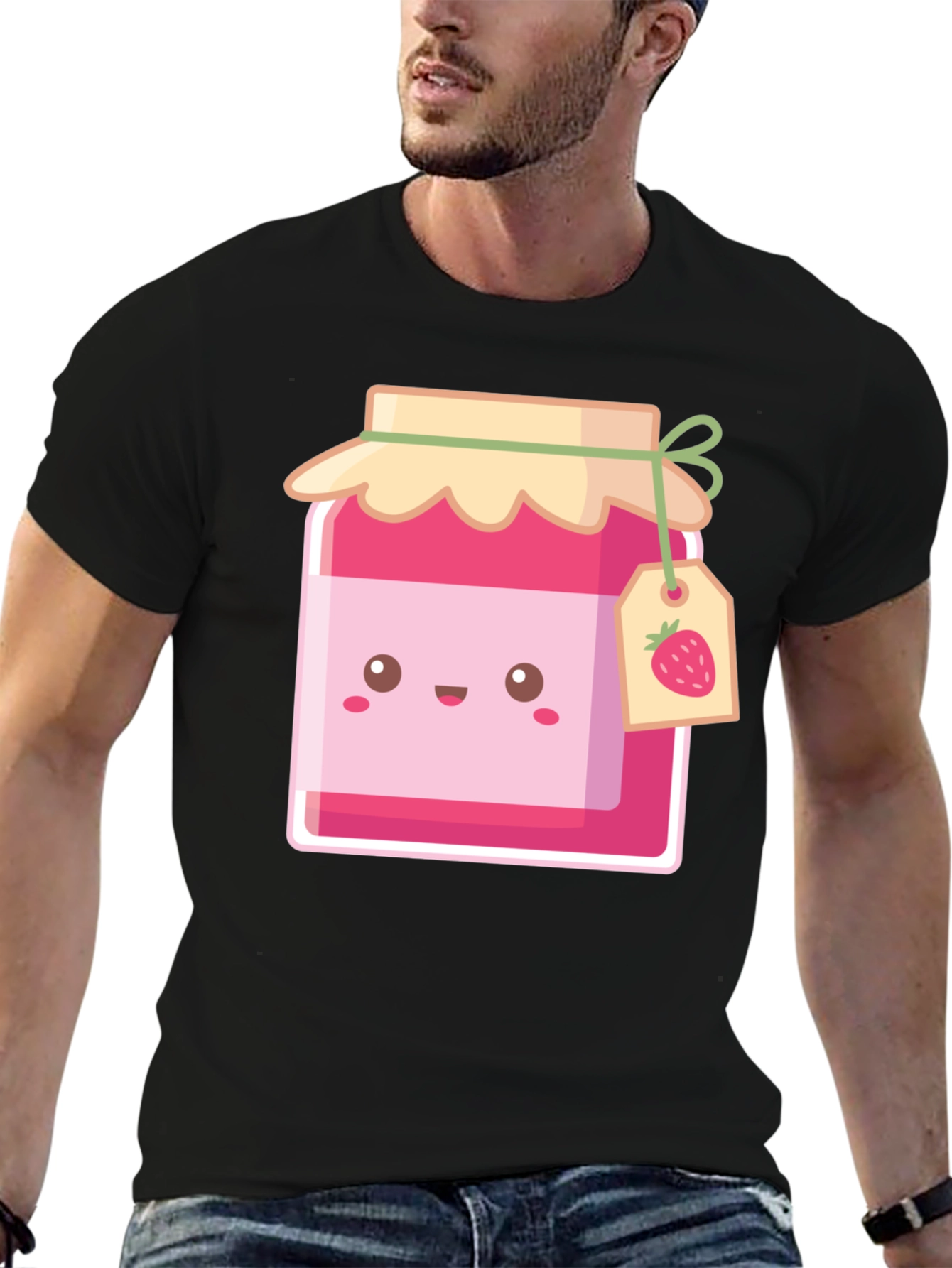 Cute Jam Jar Graphic T-Shirt - Black Cotton Tee