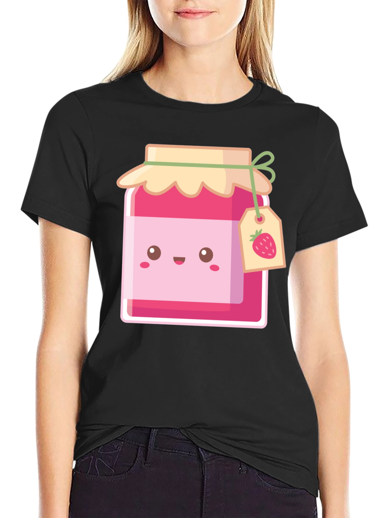 Cute Jam Jar Graphic T-Shirt - Black Cotton Tee
