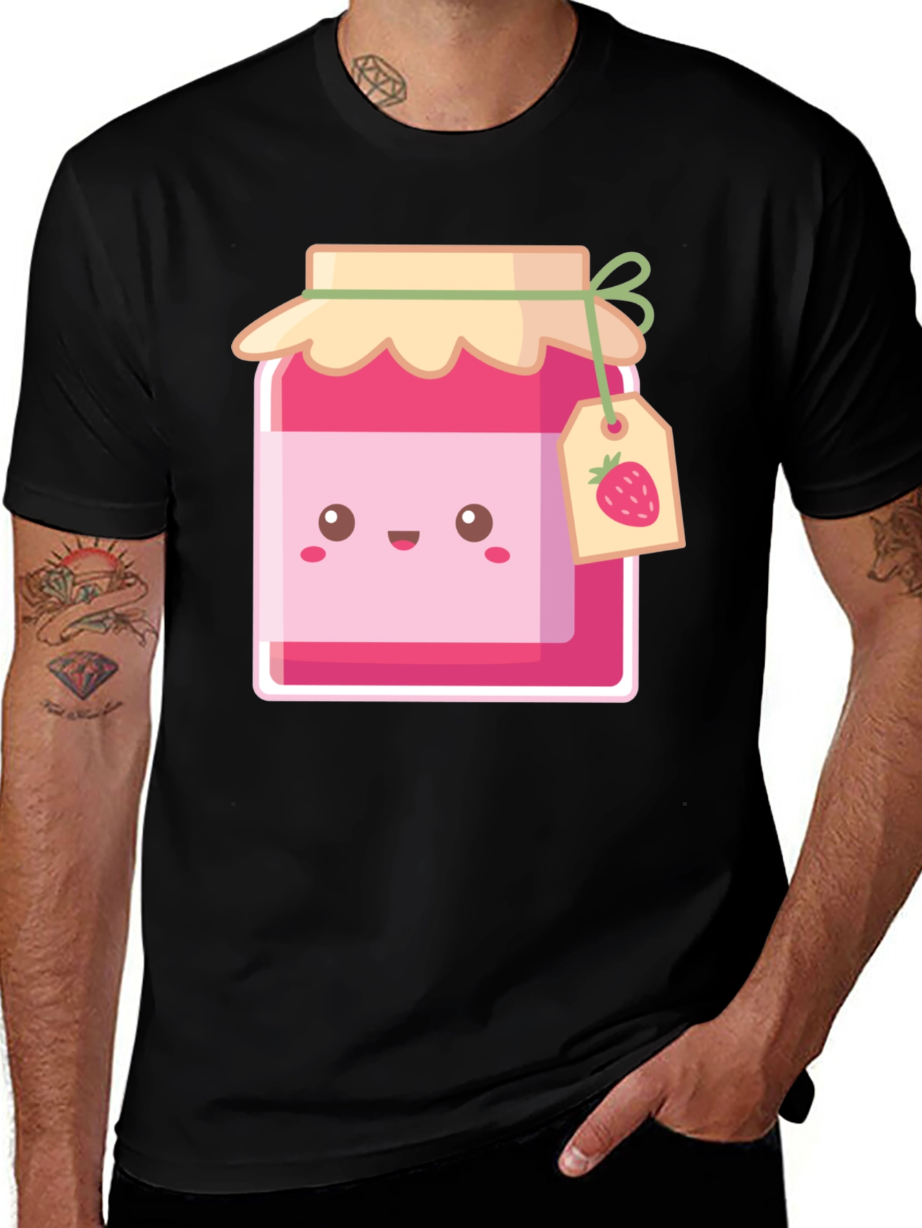 Cute Jam Jar Graphic T-Shirt - Black Cotton Tee