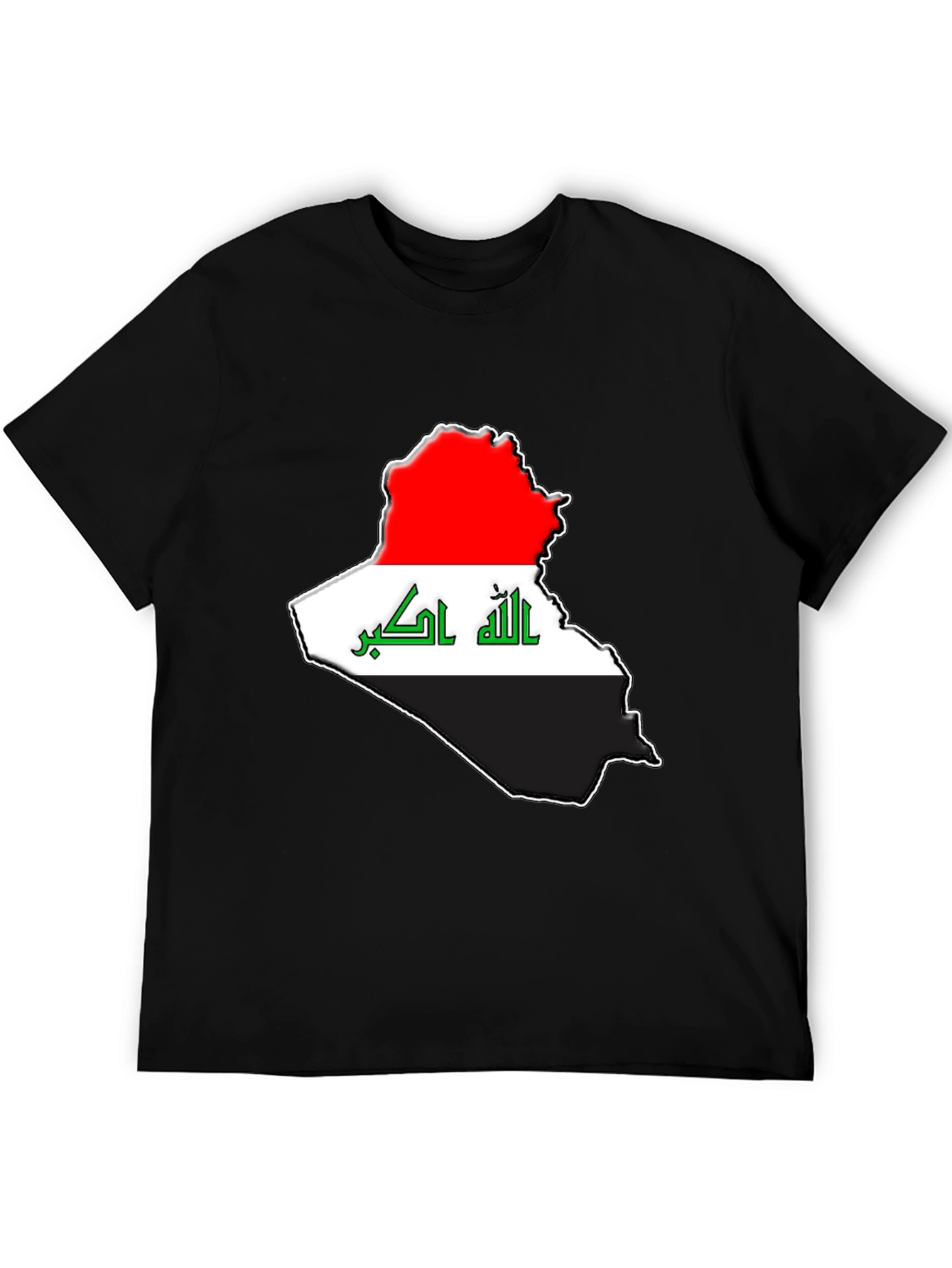 Iraq Flag Map T-Shirt - Black Cotton Tee