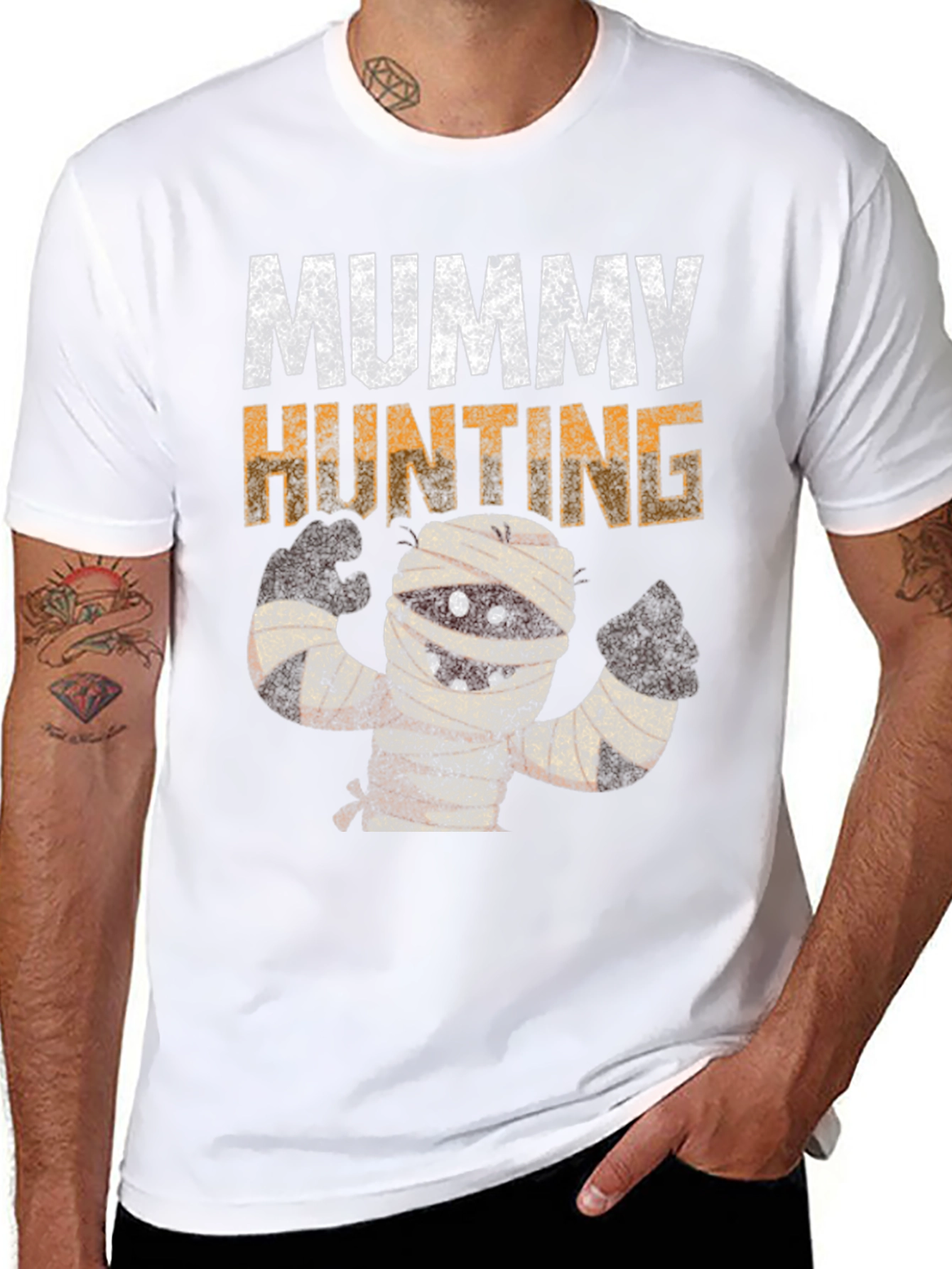 Mummy Hunting Black Cotton Graphic T-Shirt