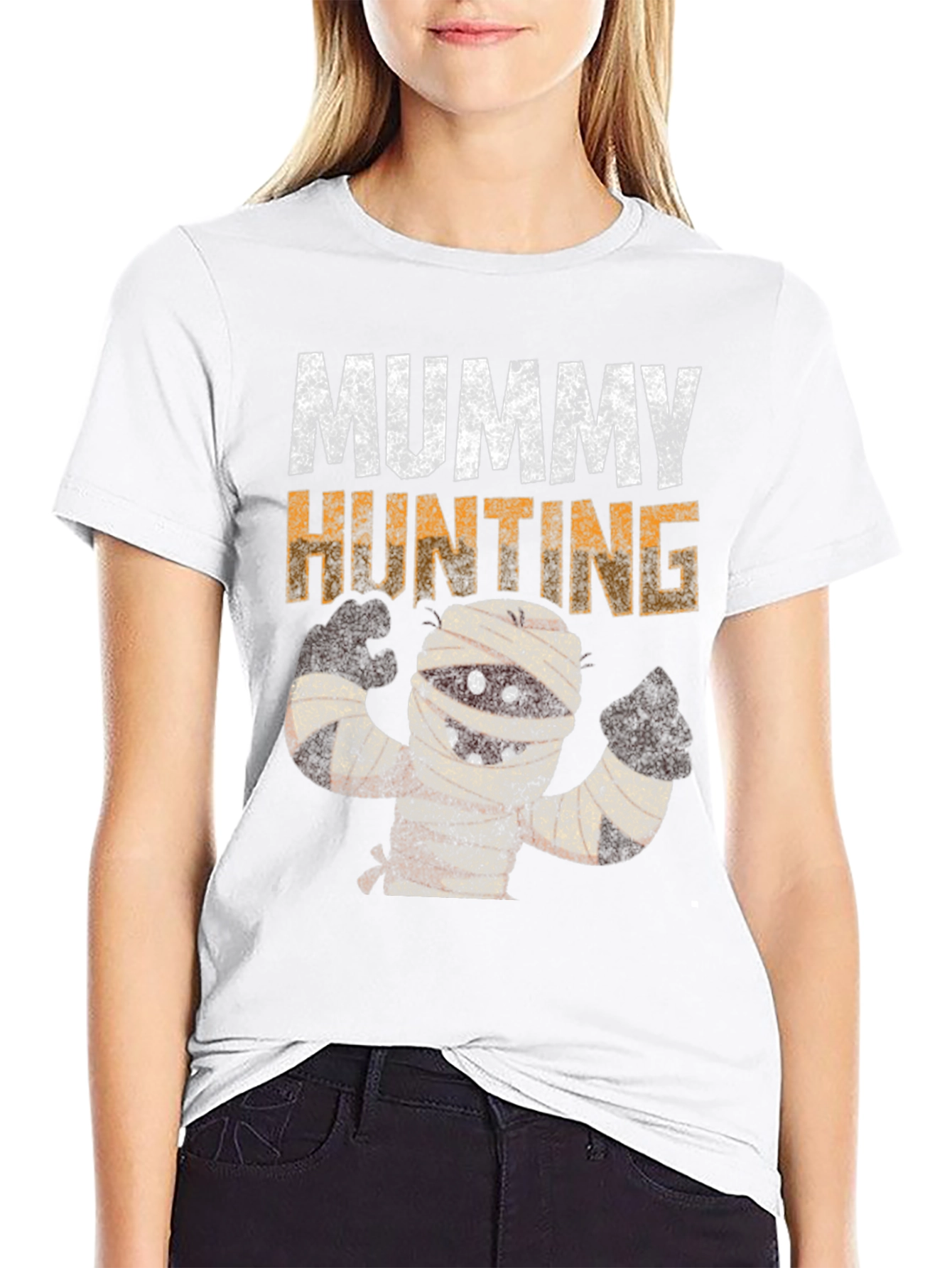 Mummy Hunting Black Cotton Graphic T-Shirt