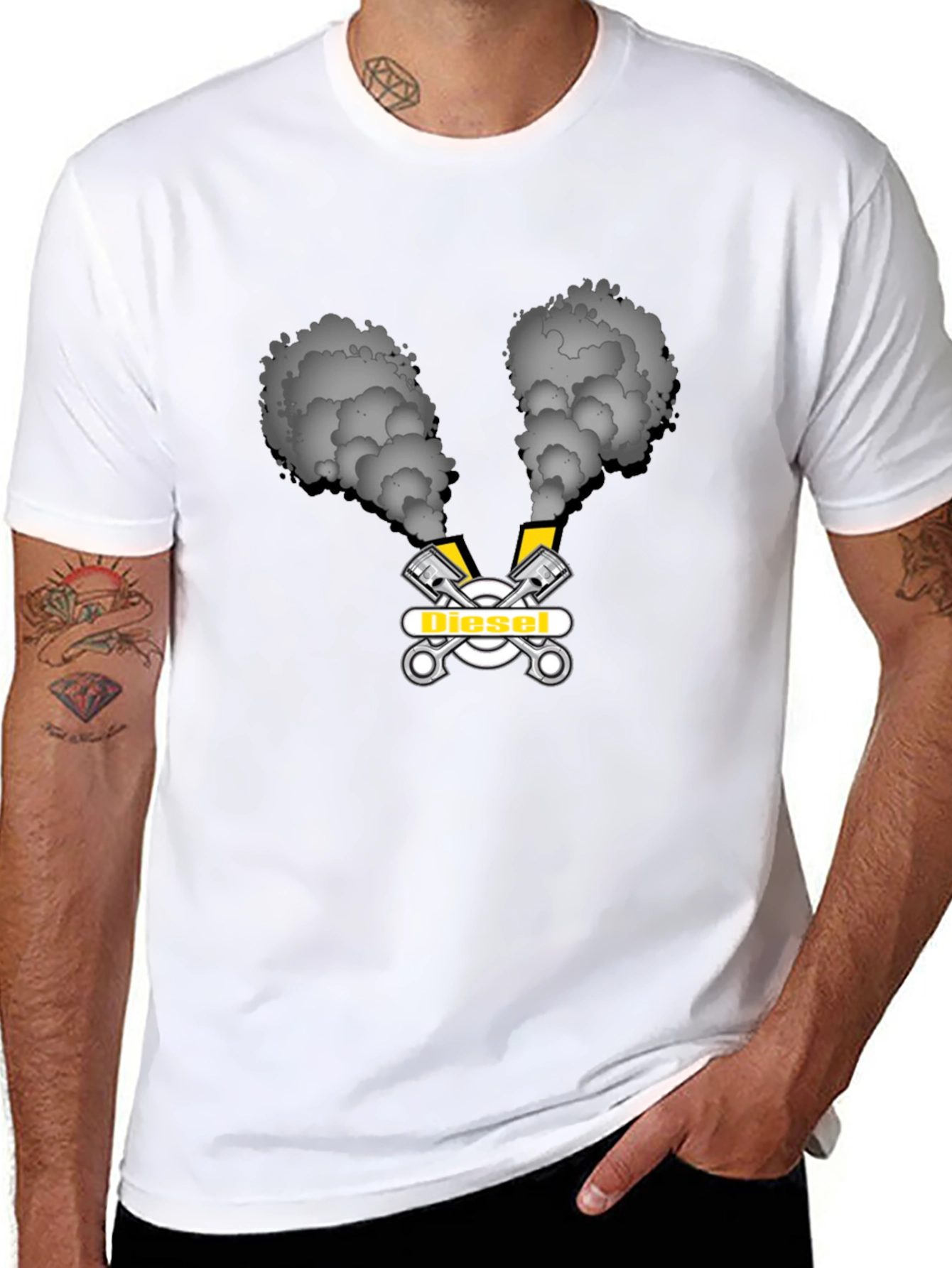 Diesel Smoke Graphic Tee - Black Cotton T-Shirt