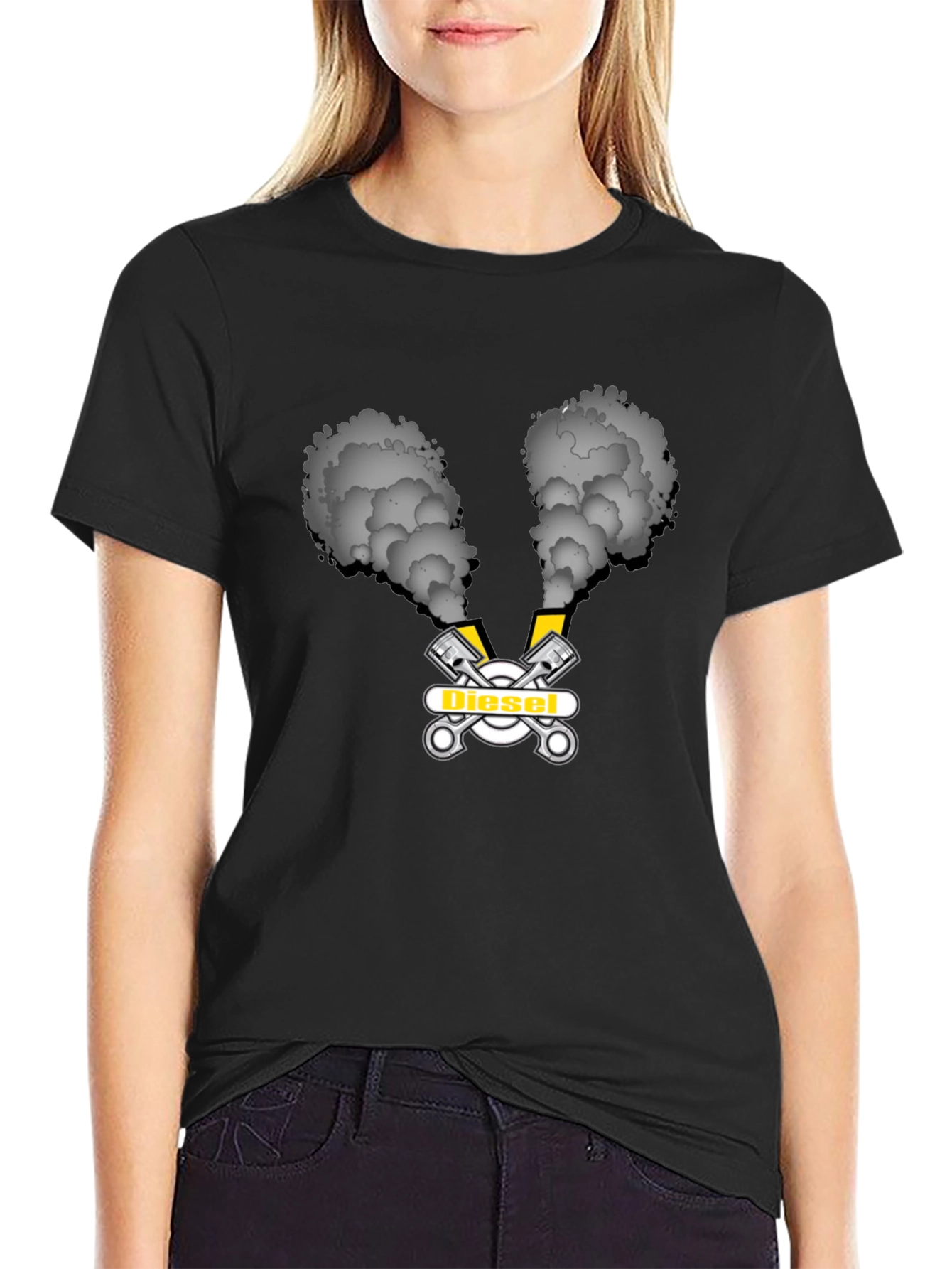 Diesel Smoke Graphic Tee - Black Cotton T-Shirt