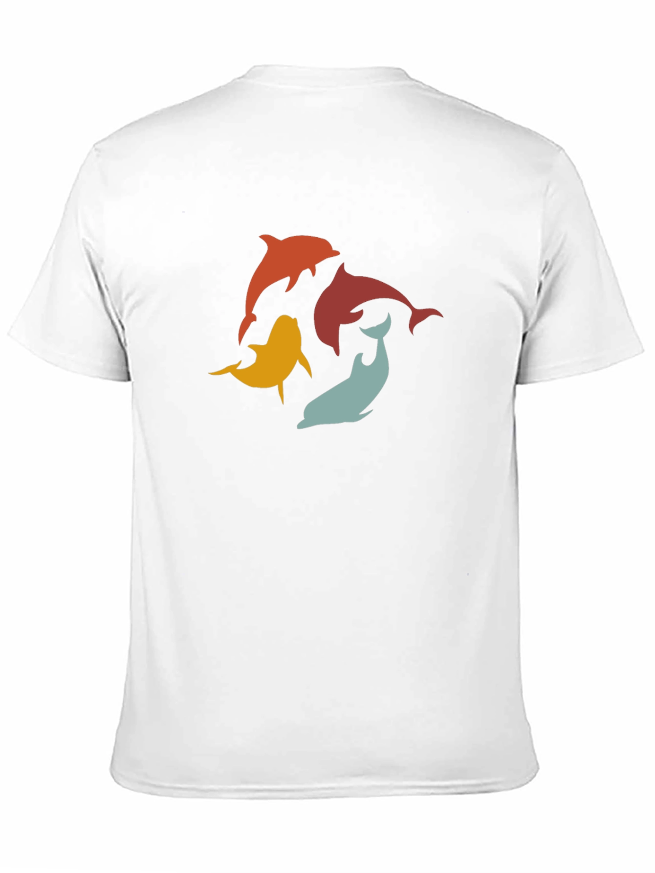 Retro Dolphin Graphic Tee - Black Cotton T-Shirt