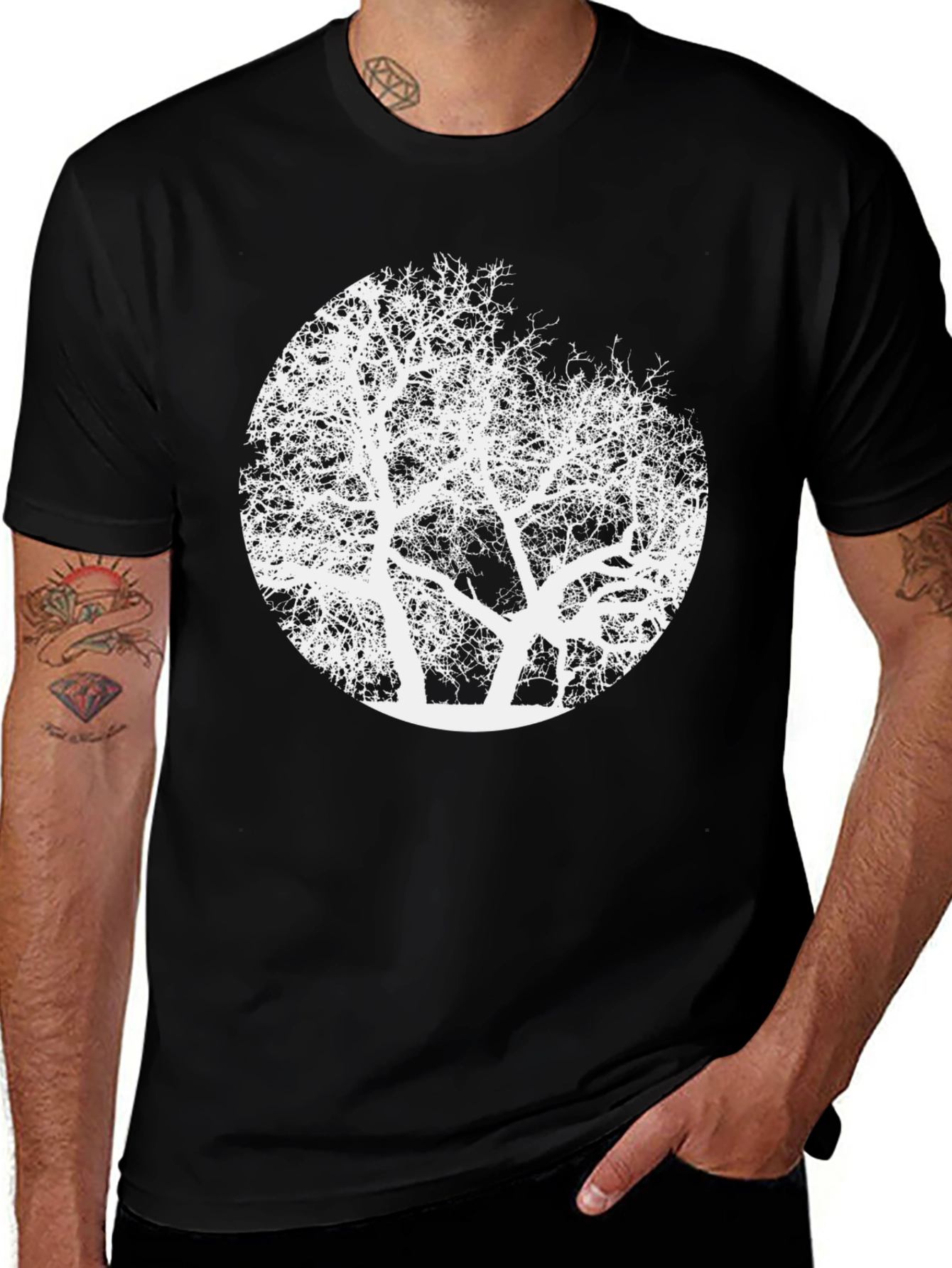 Abstract Tree Graphic Tee - Mens Black T-Shirt